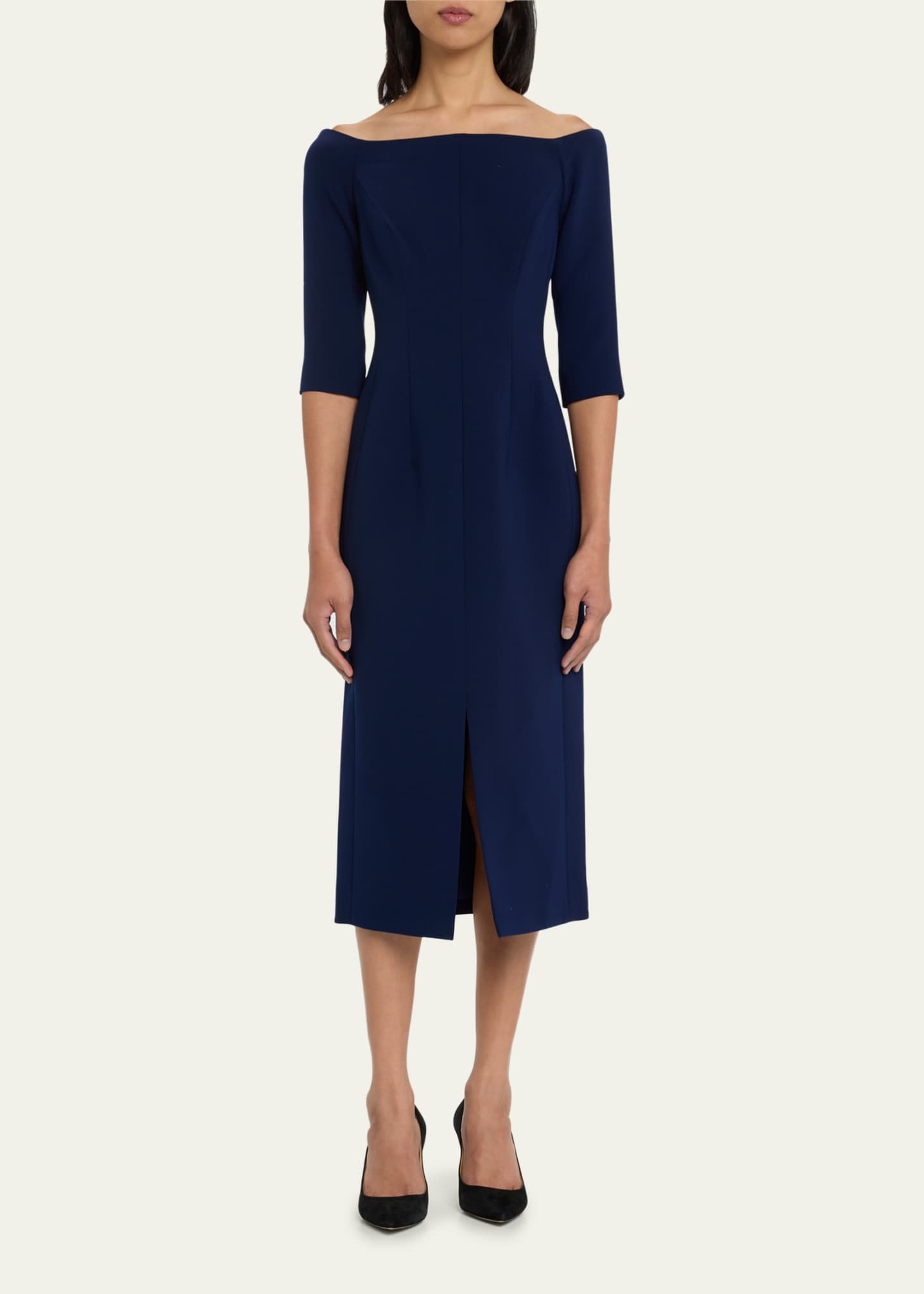 Carolina Herrera Knit Midi Dress with Lace Inset Detail - Bergdorf