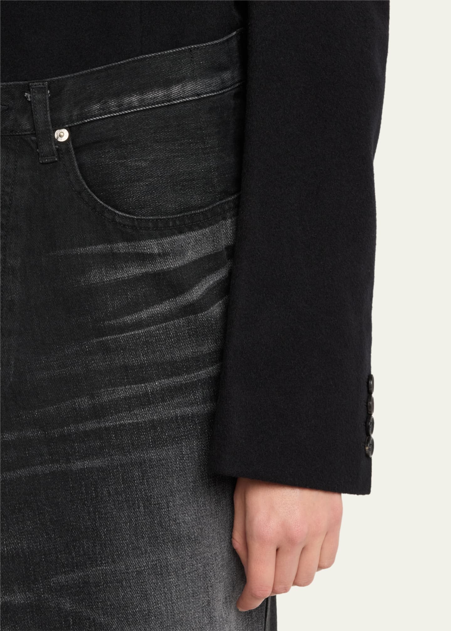 Junya Watanabe MixedMedia Wool Cashmere Denim Levis Coat Bergdorf Goodman