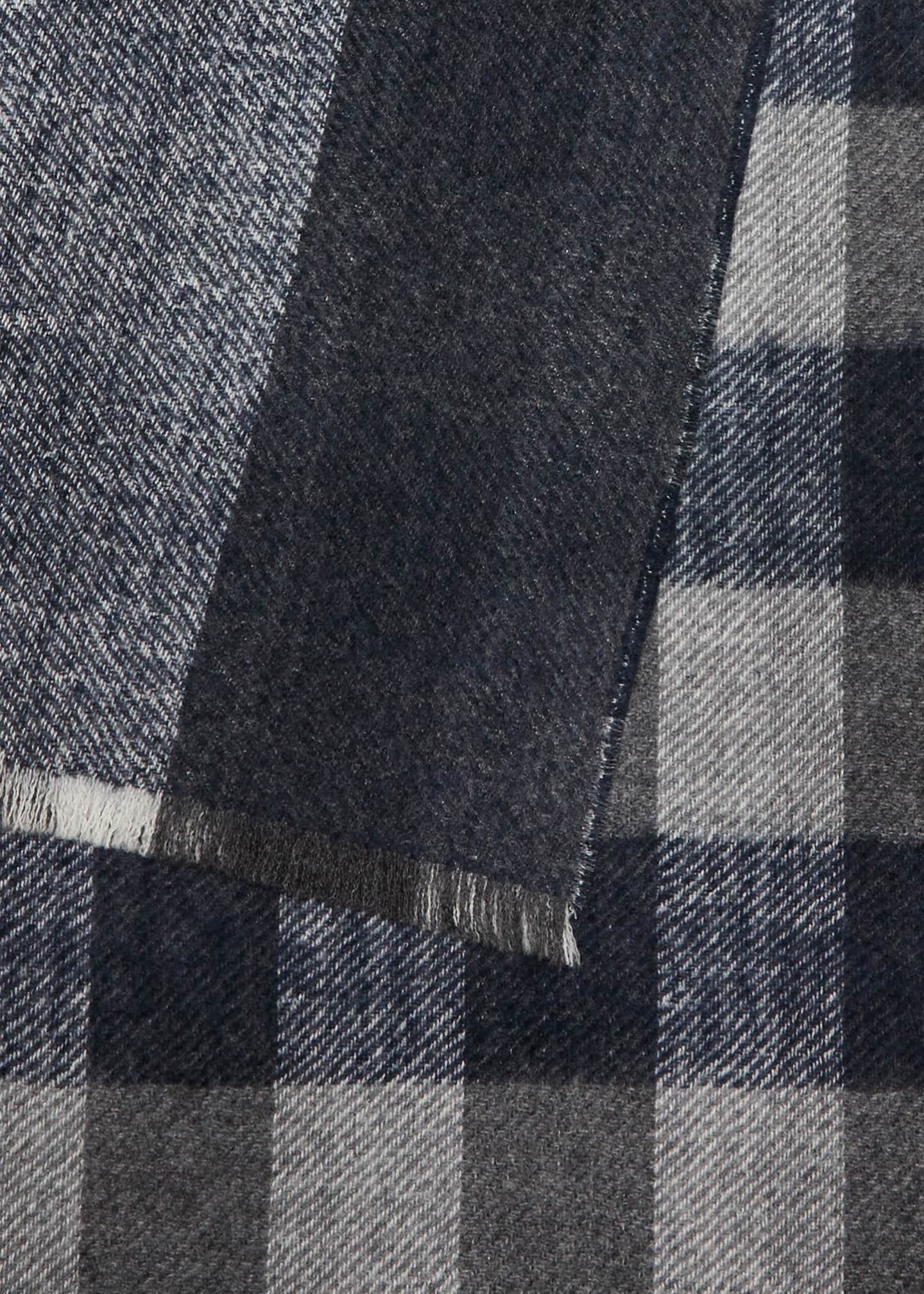 Alonpi Men's Cashmere Doubled-Faced Check Scarf