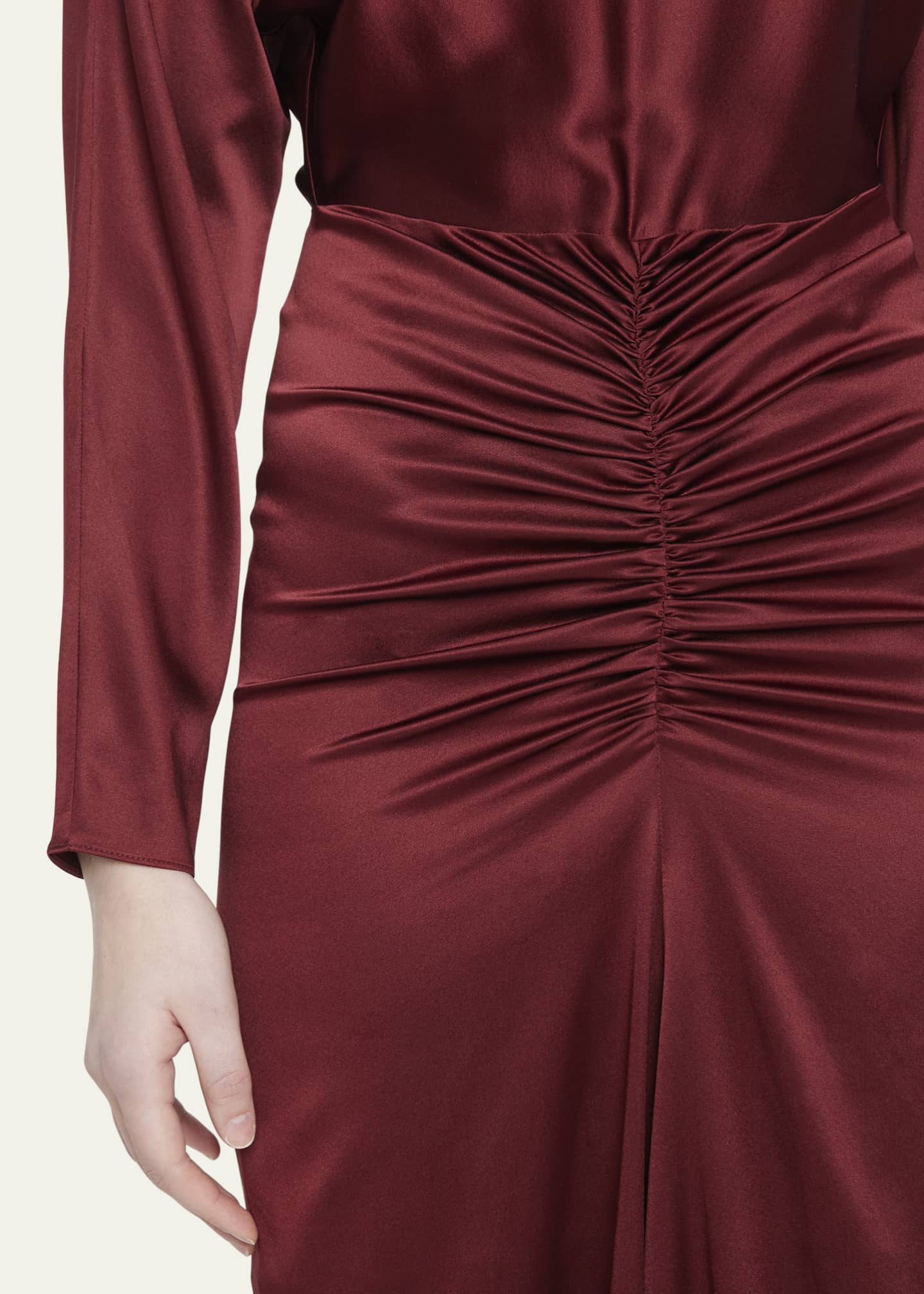 Veronica Beard Sabri Silk Long-Sleeve Ruched Maxi Dress - Bergdorf Goodman