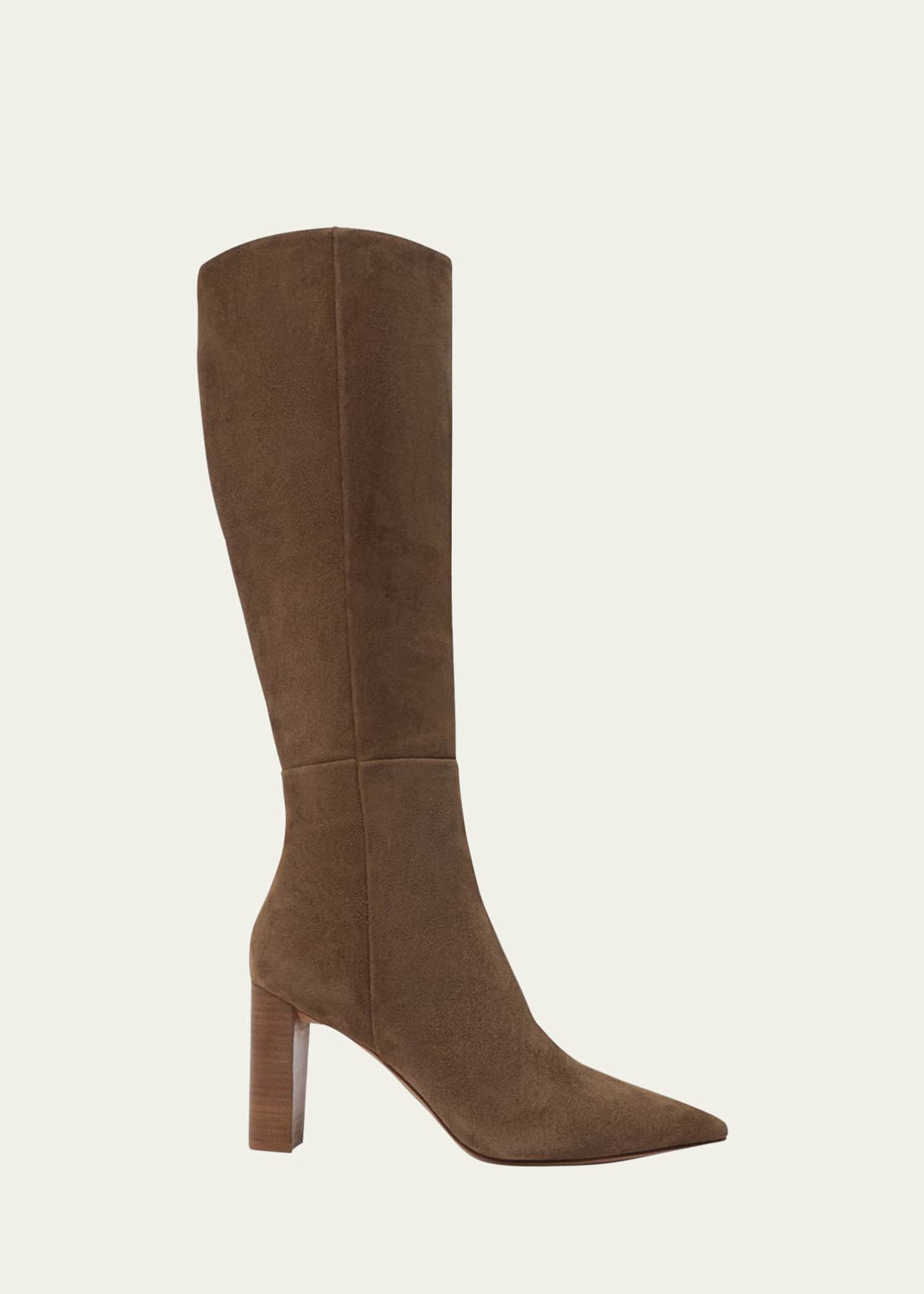 Alexandre Birman Elisa Suede Block-Heel Knee Boots Image 1 of 2