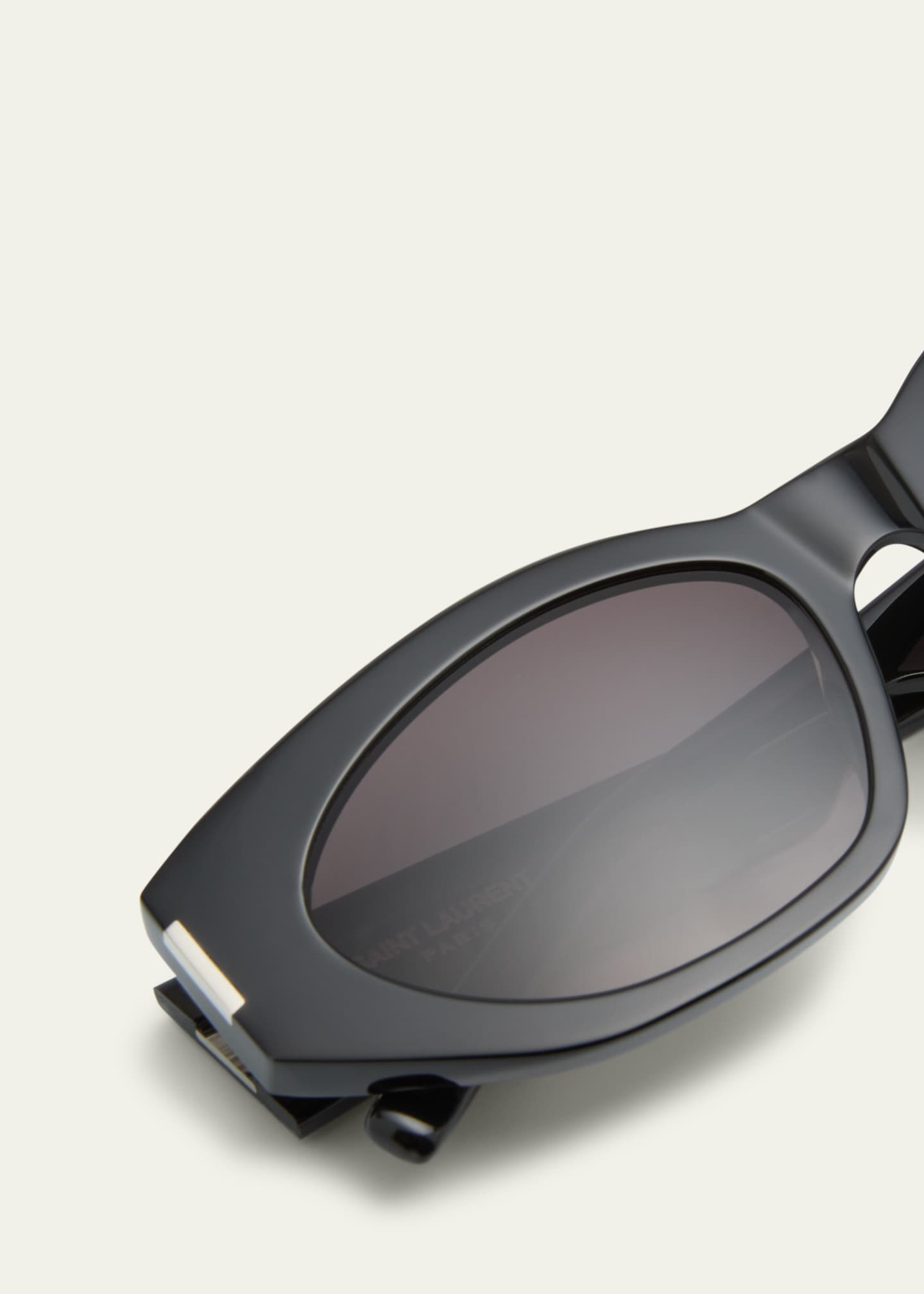 Saint Laurent Monochrome Acetate & Metal Cat-Eye Sunglasses Image 4 of 5