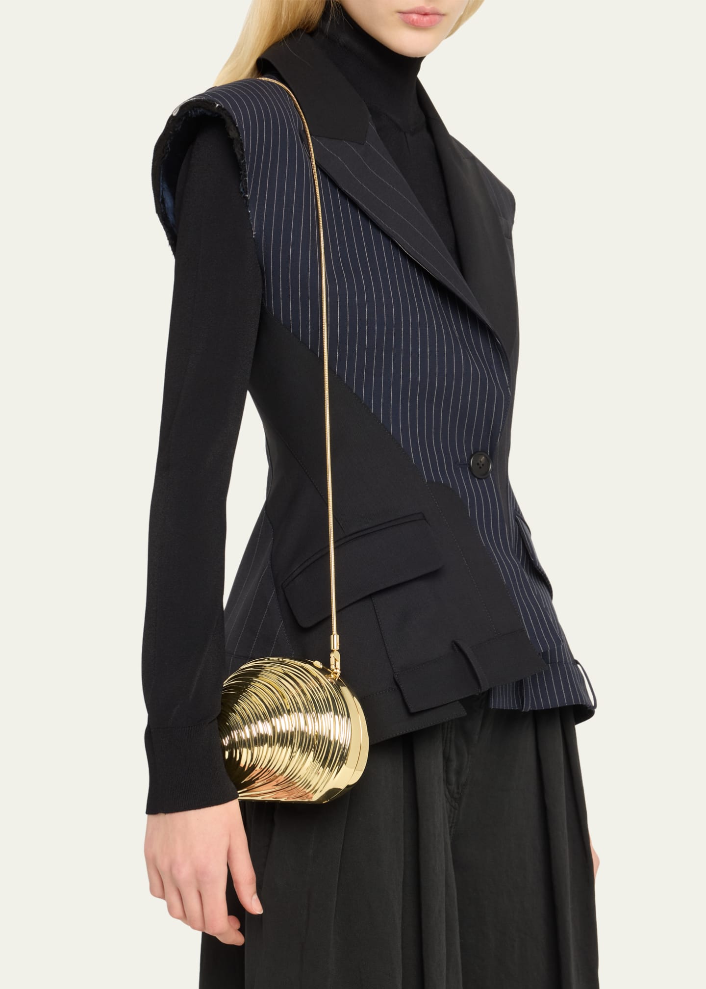 SIMKHAI Bridget Metal Oyster Shell Clutch Bag Image 2 of 5
