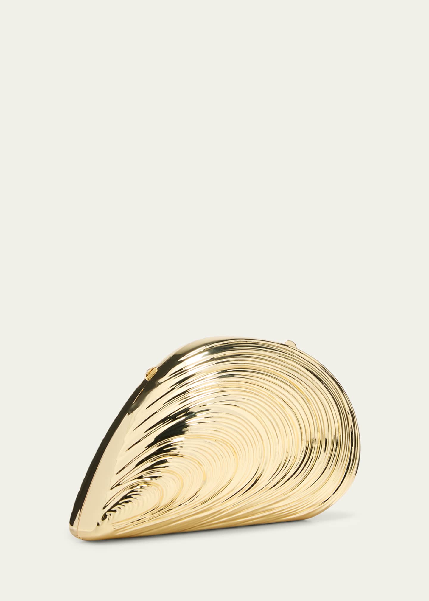 SIMKHAI Bridget Metal Oyster Shell Clutch Bag Image 3 of 5