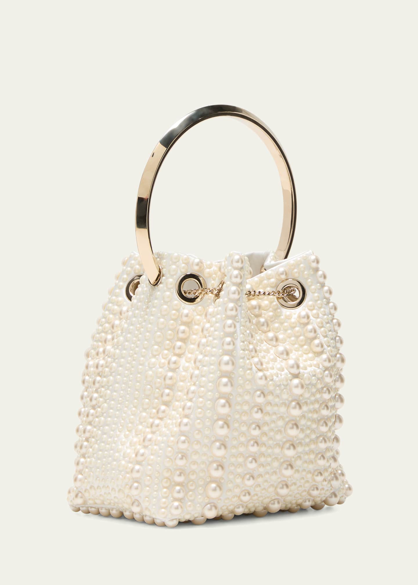 Jimmy Choo Bon Bon Pearly Satin Bucket Bag Image 3 of 5