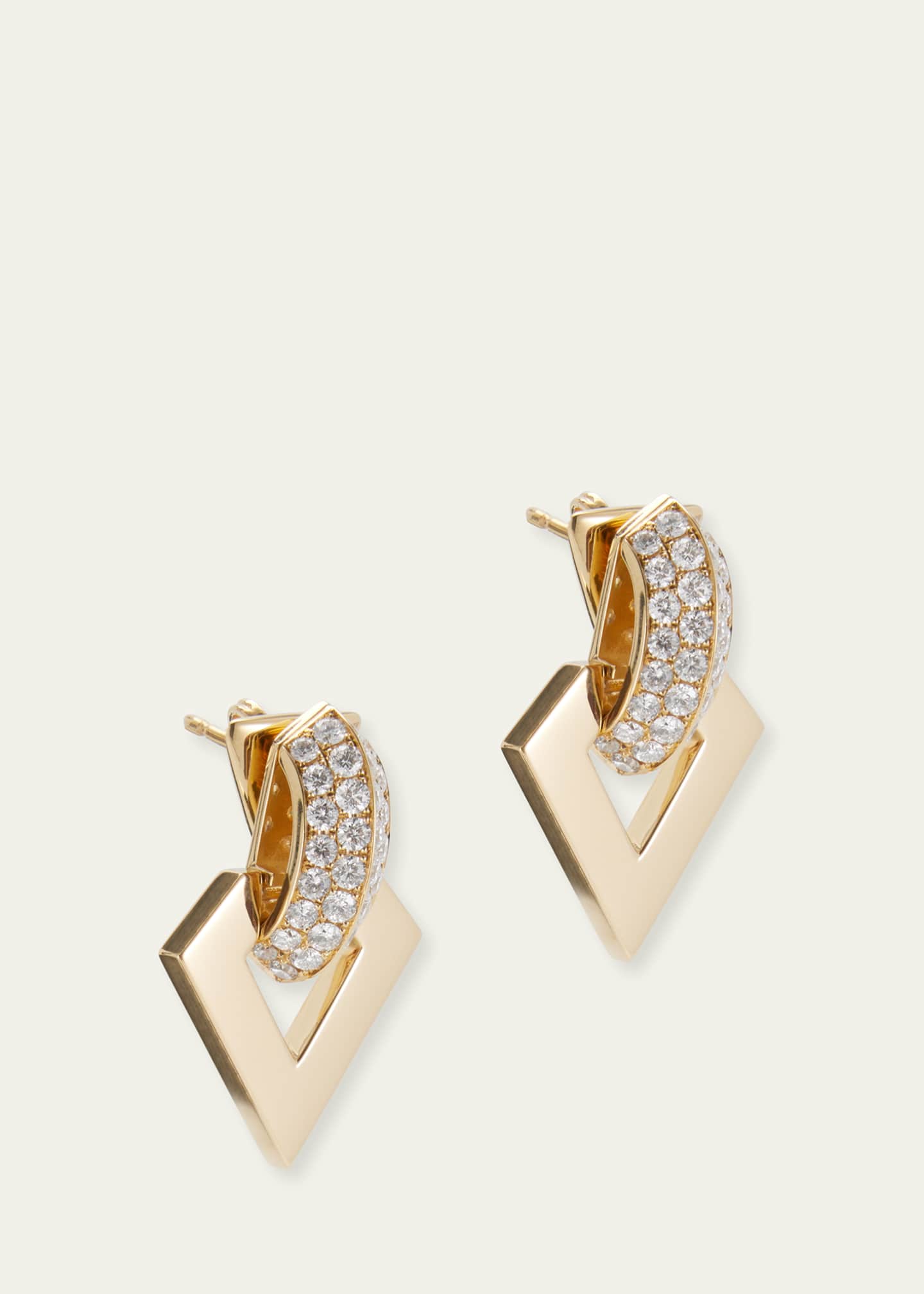 18k Yellow Gold Diamond Brute Pendant Earrings