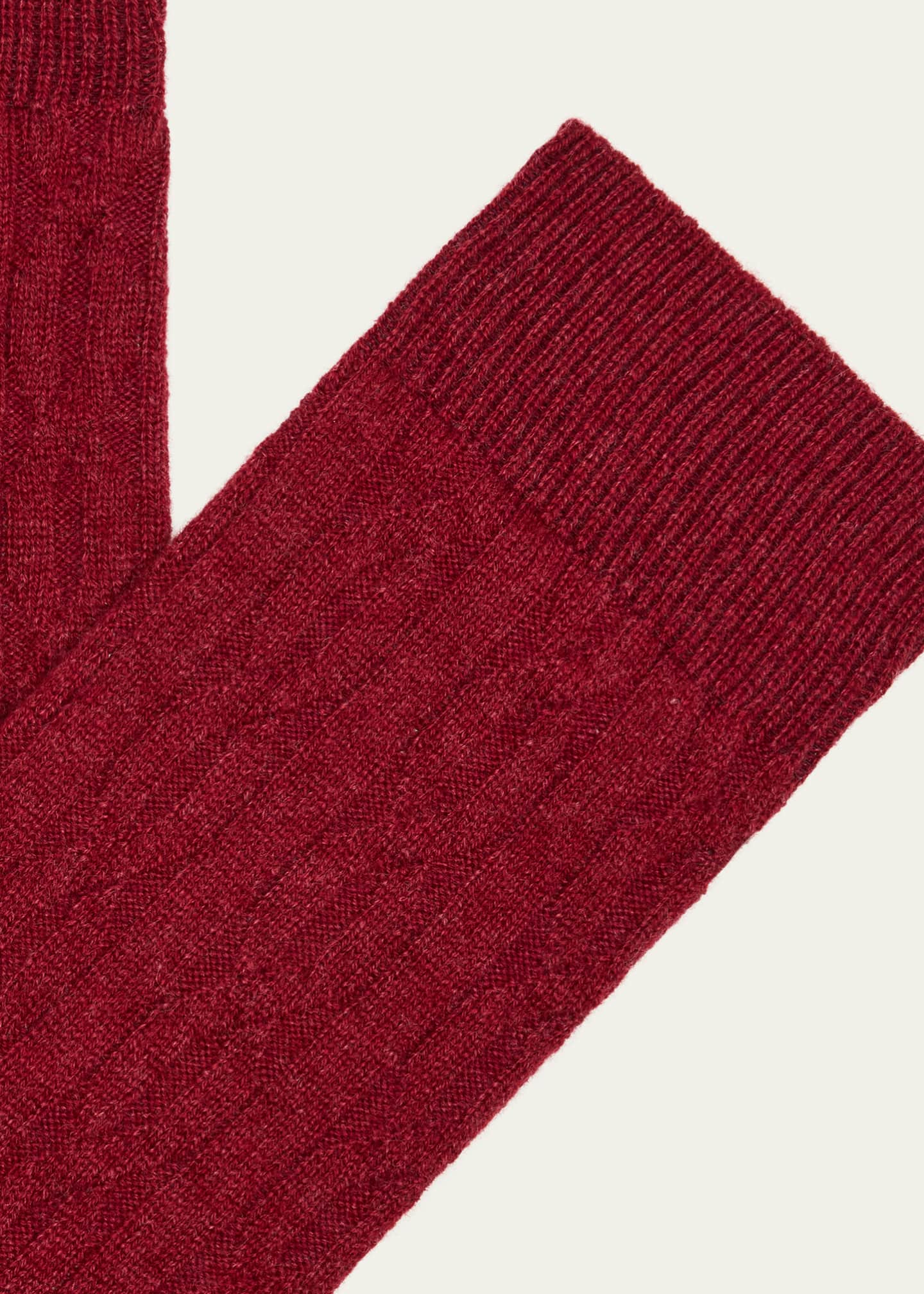 Bresciani Men's Cashmere Cable Knit Mid-Calf Socks Image 2 of 3