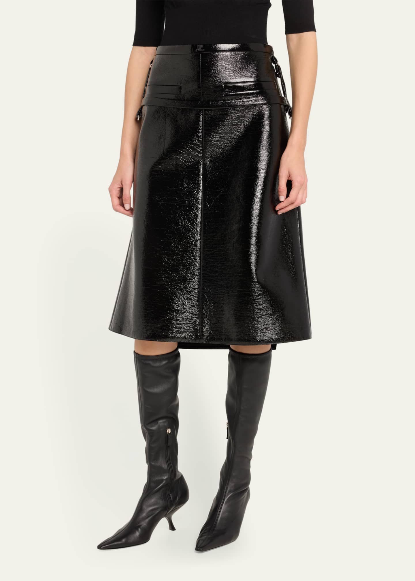 Vinyl midi pencil skirt discount
