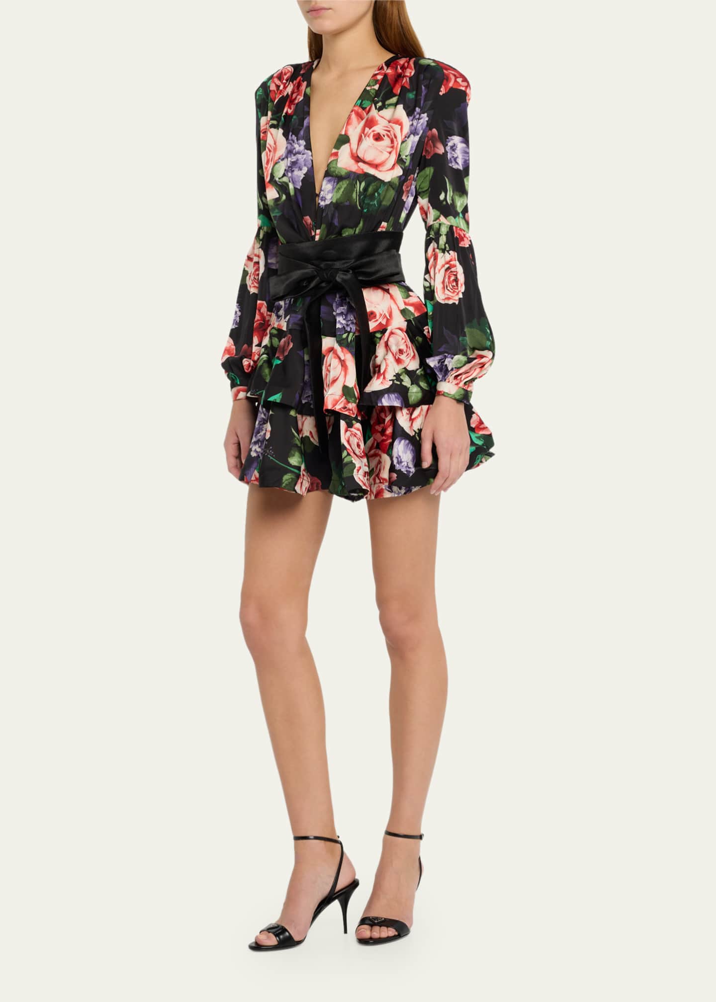 Bronx and Banco Bedouin Rose Tiered Floral-Print Mini Dress - Bergdorf ...