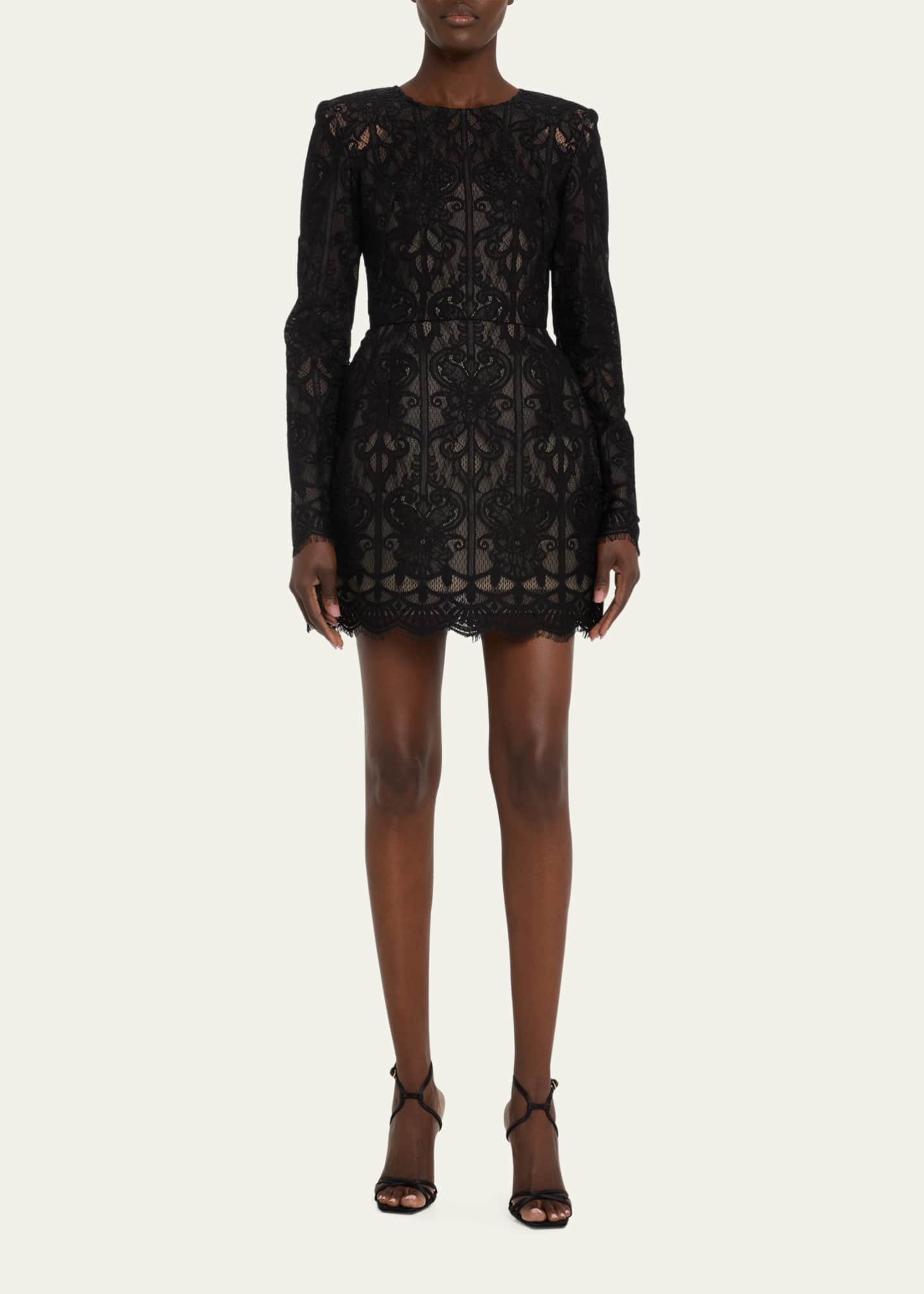 Bronx and Banco Casey Long-Sleeve Fit-&-Flare Lace Mini Dress ...