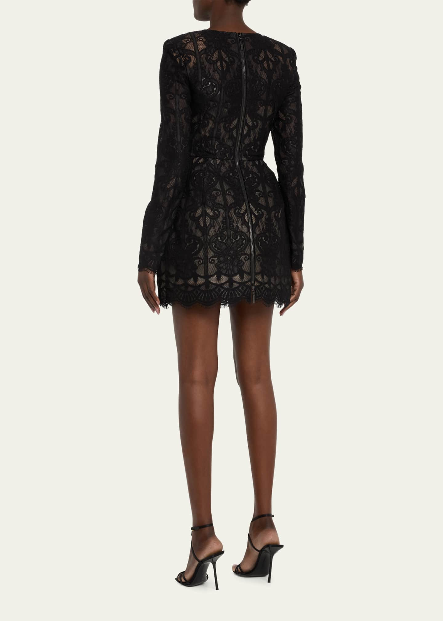 Bronx and Banco Casey Long-Sleeve Fit-&-Flare Lace Mini Dress ...