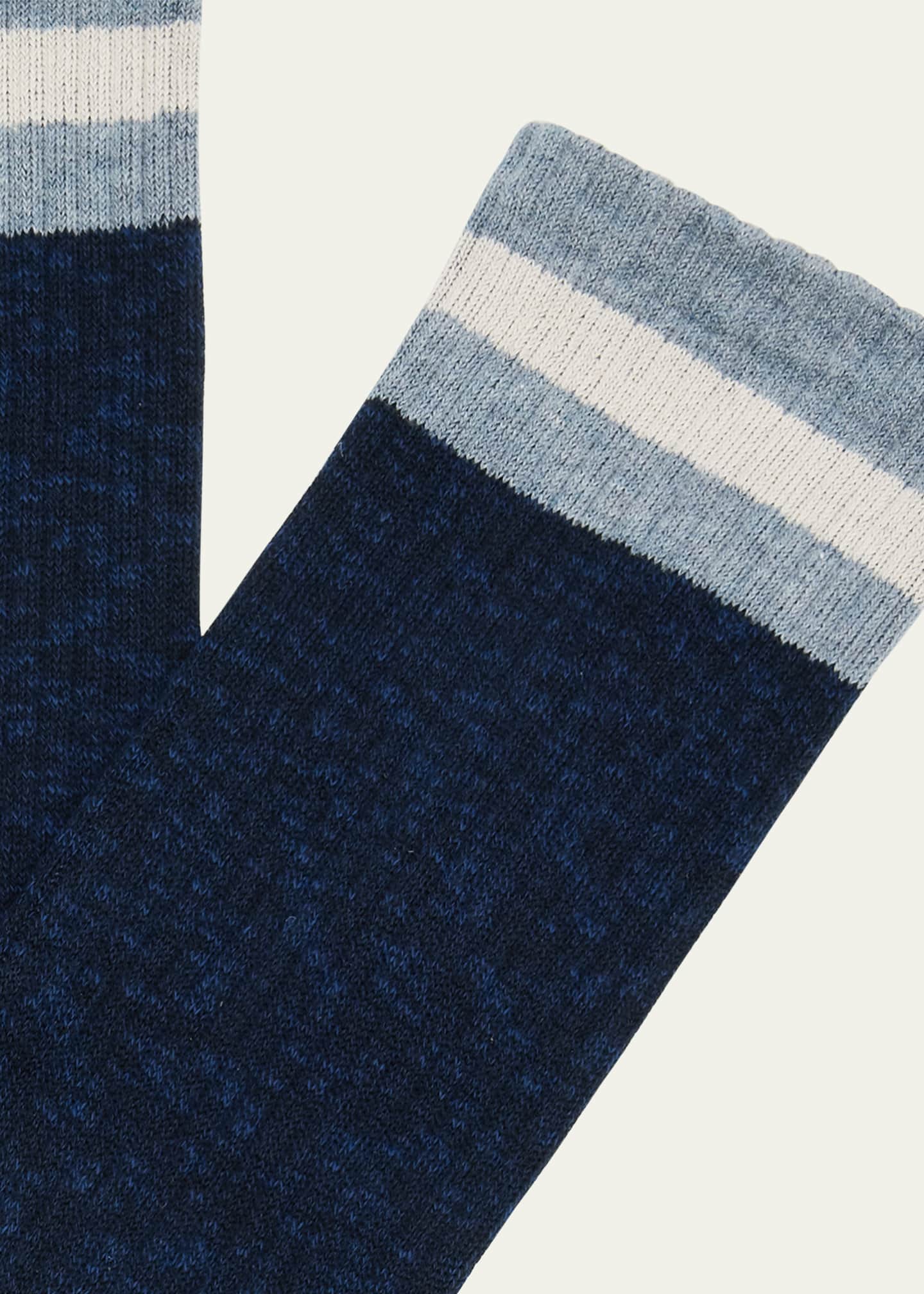 Marcoliani Men's Preppy Stripe Mid-Calf Socks Image 2 of 2