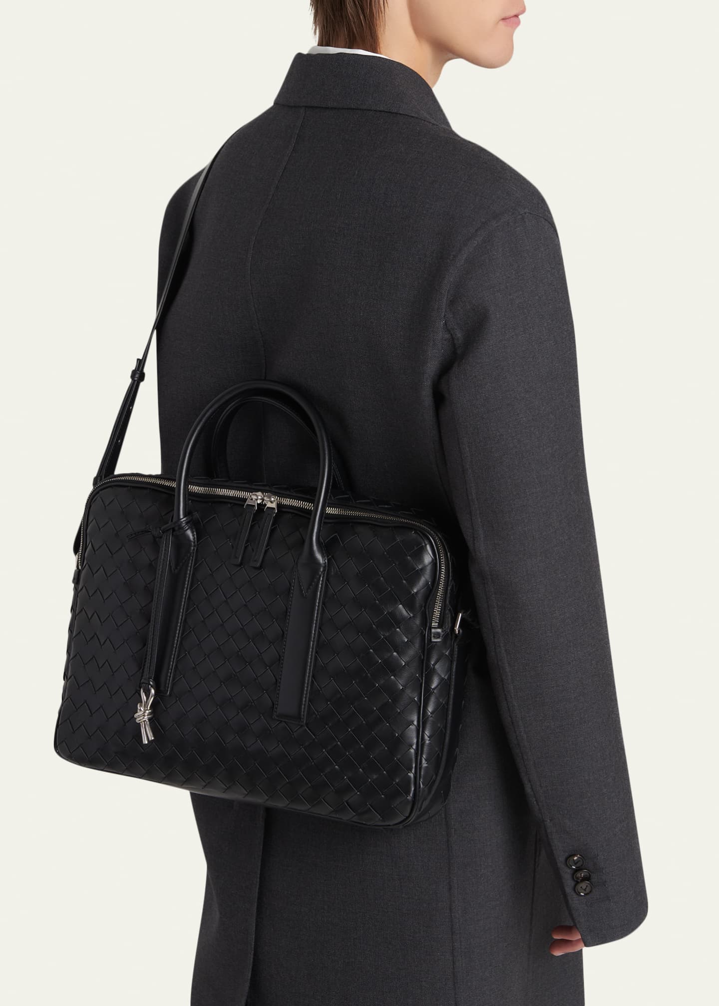 Bottega Veneta Men's Getaway Intrecciato Large Briefcase
