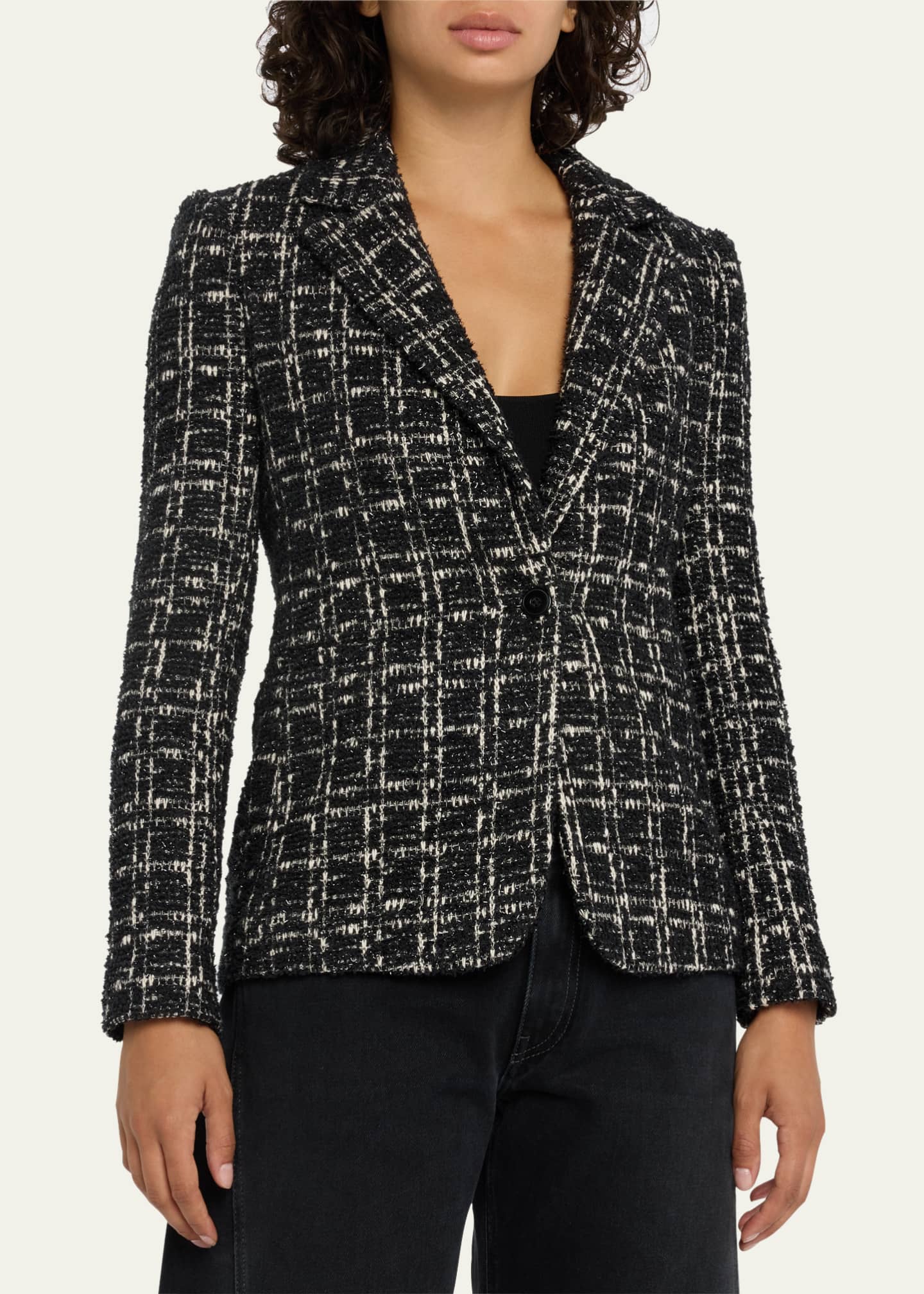 Alice Olivia Macey Fitted Tweed Blazer Bergdorf Goodman