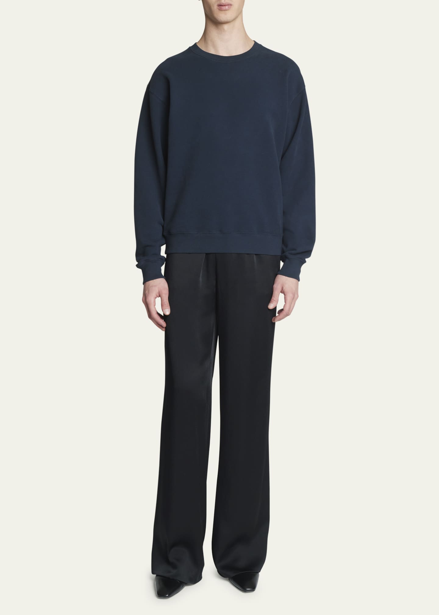 Saint Laurent Men's Terry Logo Back Sweatshirt Image 2 of 5
