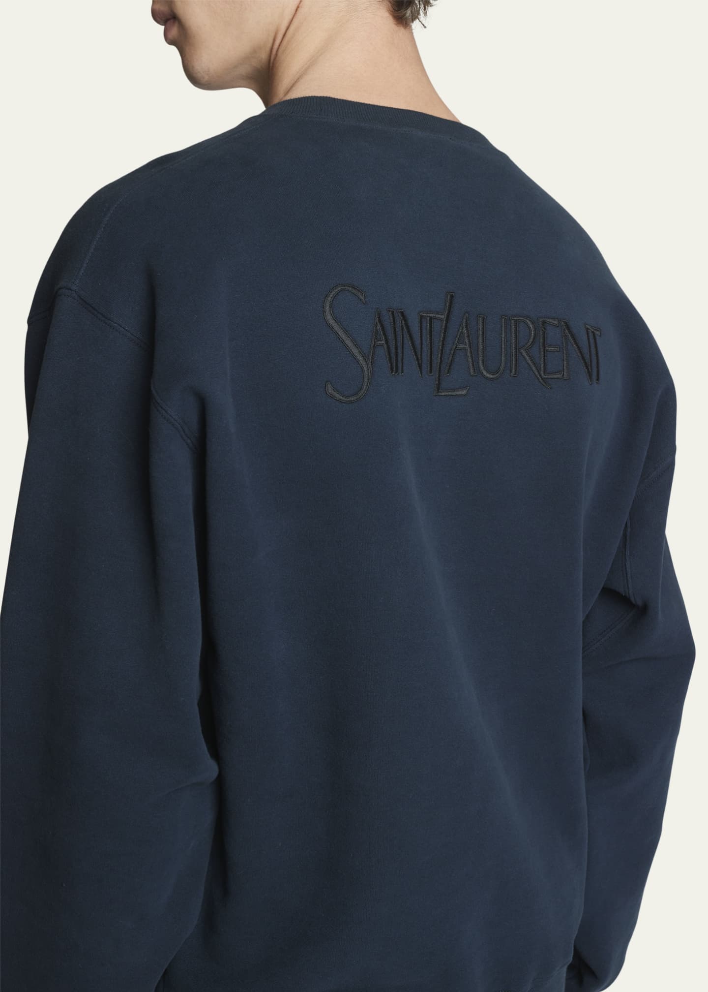 Saint Laurent Men's Terry Logo Back Sweatshirt Image 5 of 5