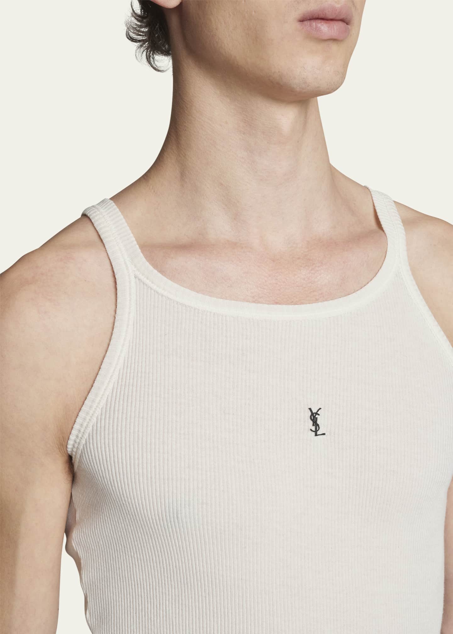 Saint Laurent Men's Jersey Fine Rib Tank Top