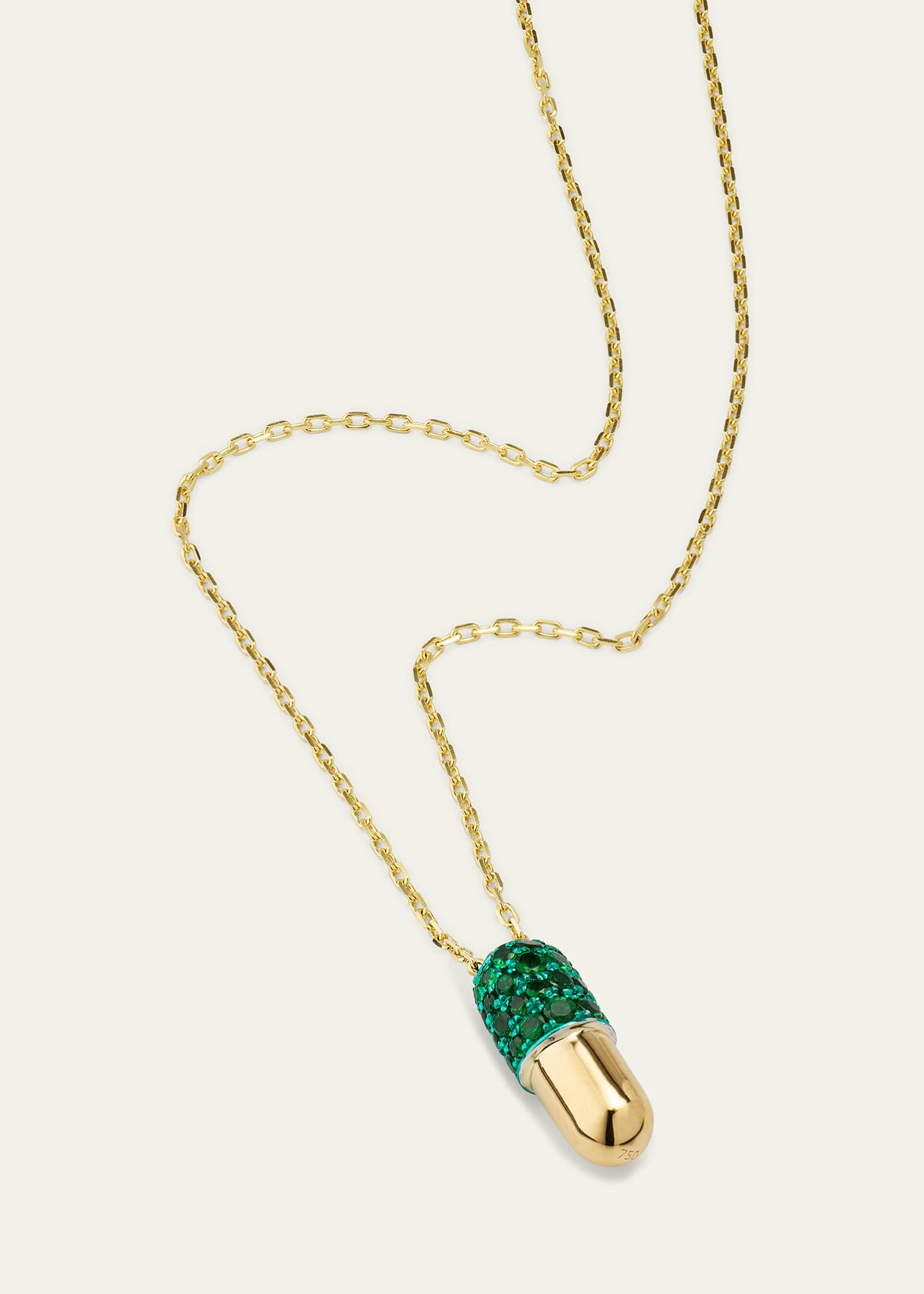 Elior 18K Yellow Gold Medium Tsavourite Pill Pendant Necklace Image 3 of 4