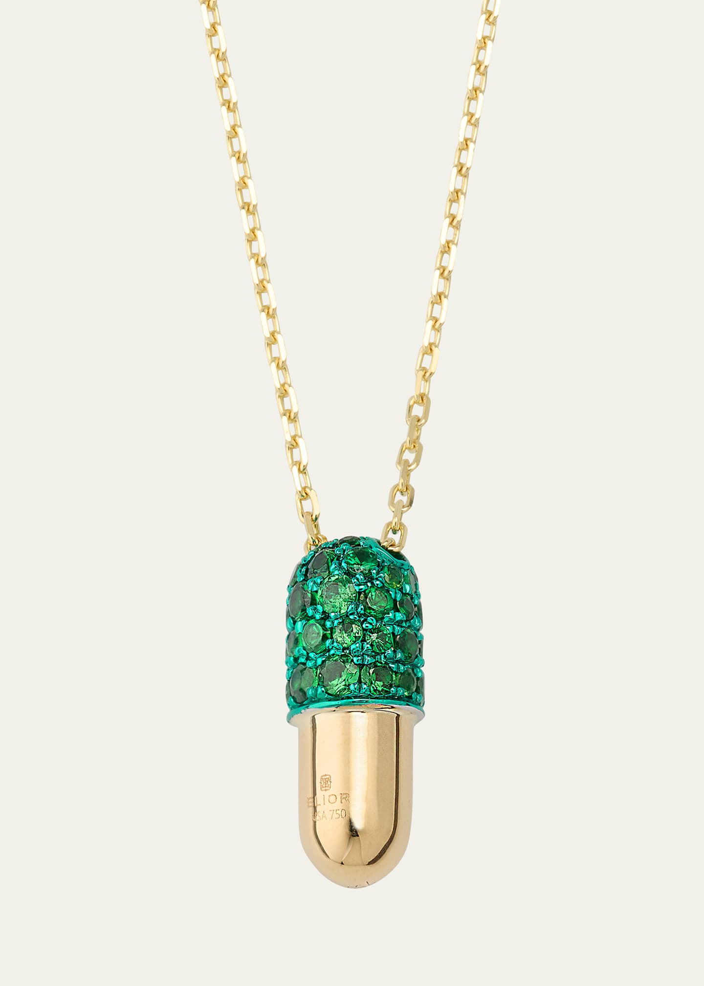 Elior 18K Yellow Gold Medium Tsavourite Pill Pendant Necklace Image 1 of 4