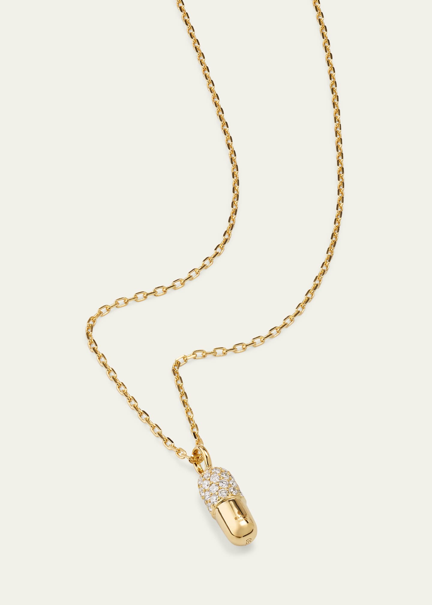 Elior 18K Yellow Gold Small Diamond Pill Pendant Necklace Image 3 of 4