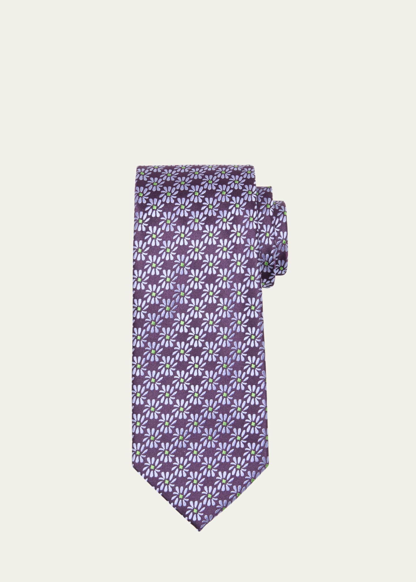 Charvet Men's Floral Jacquard Silk Tie Bergdorf Goodman
