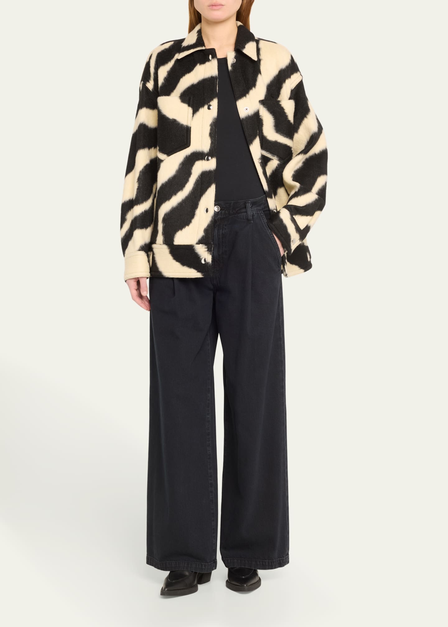 Iro Edwina Fuzzy Snap-Front Jacket - Bergdorf Goodman