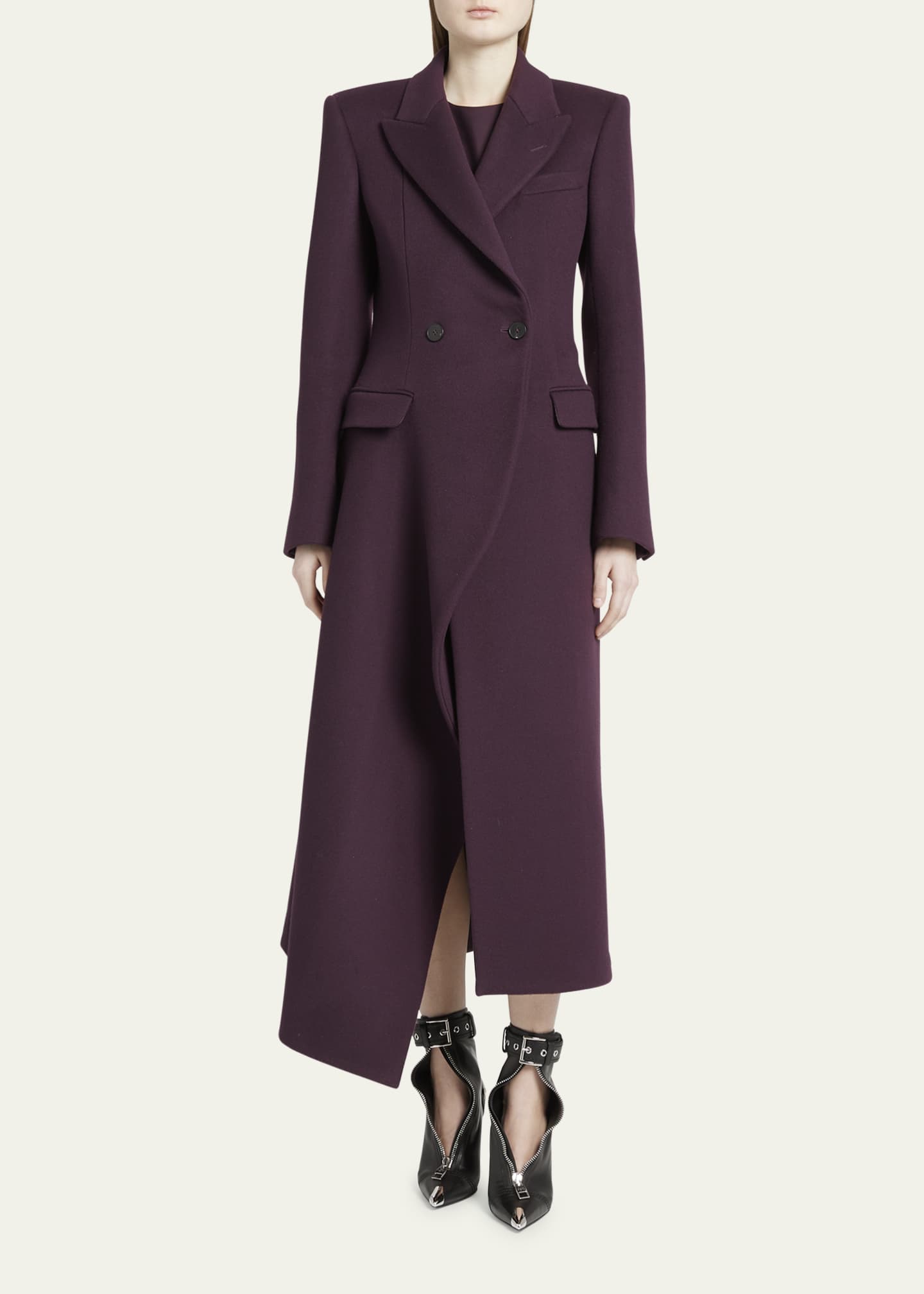 Draped wool coat online
