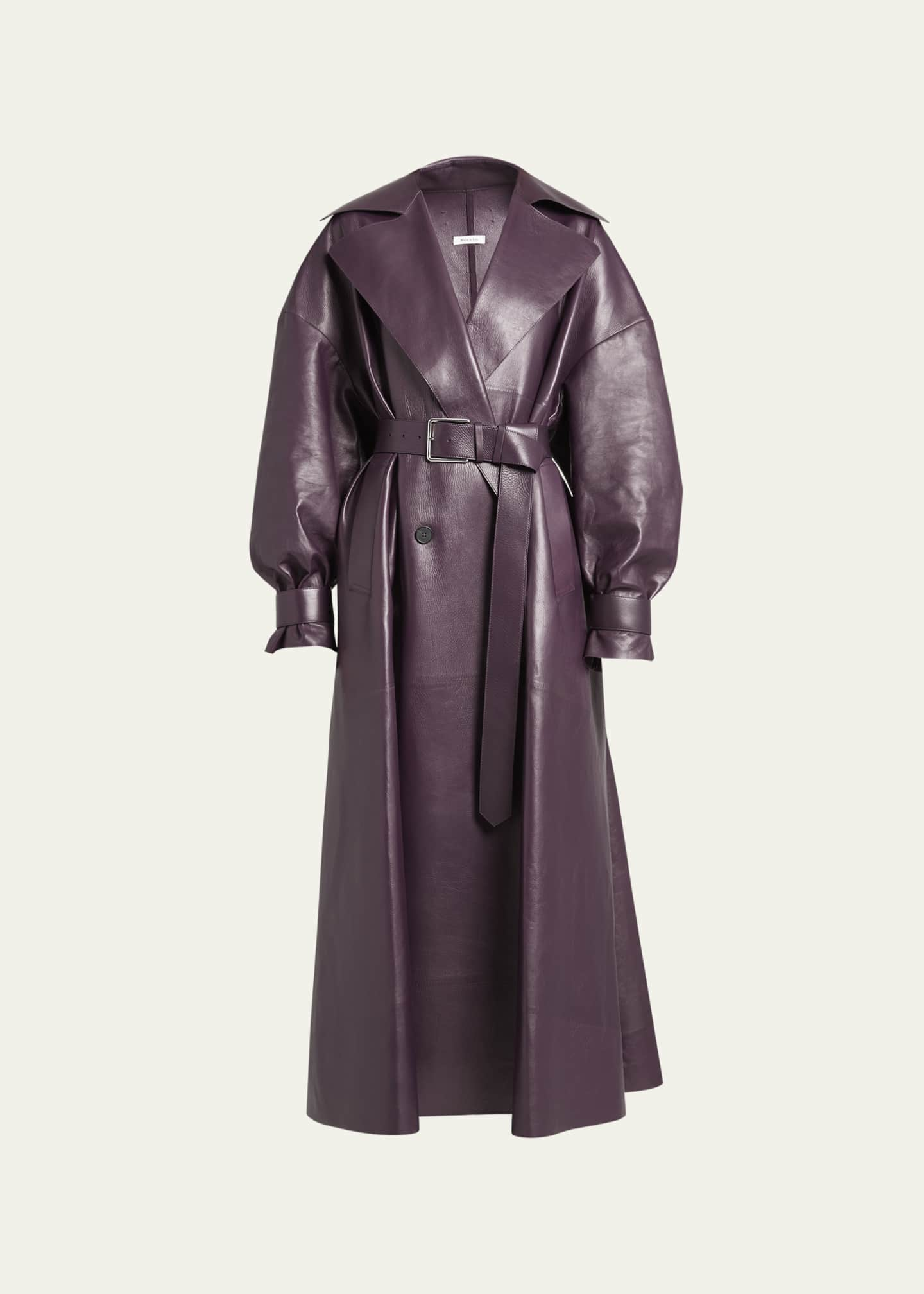 Alexander McQueen Oversize Belted Leather Trench Coat - Bergdorf Goodman