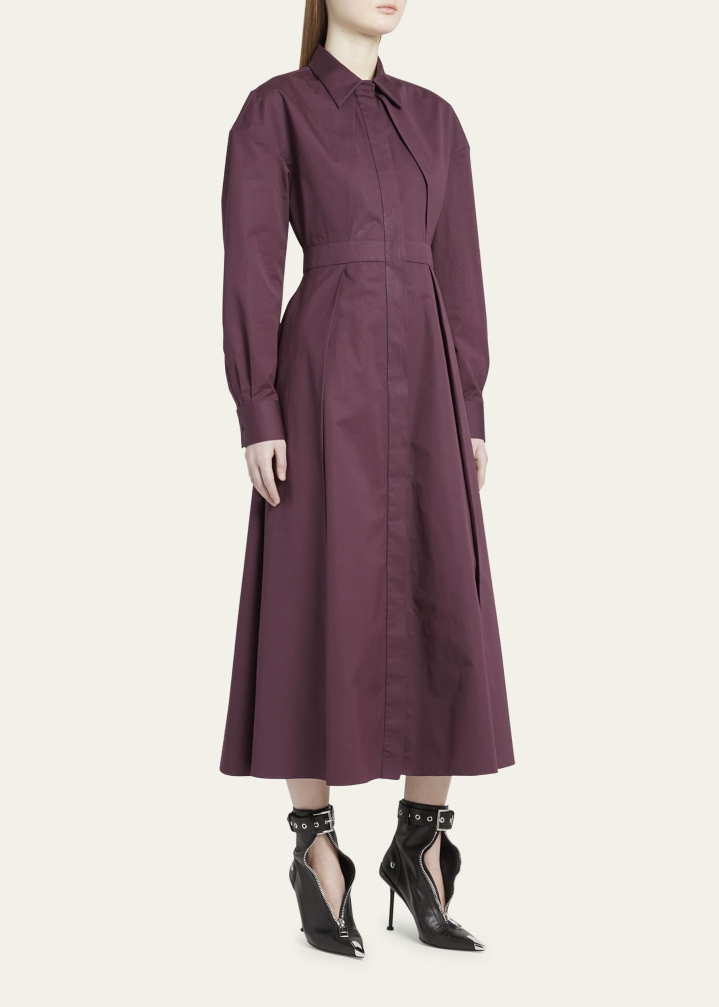 Alexander McQueen Cocoon-Sleeve Poplin Midi Shirtdress - Bergdorf Goodman