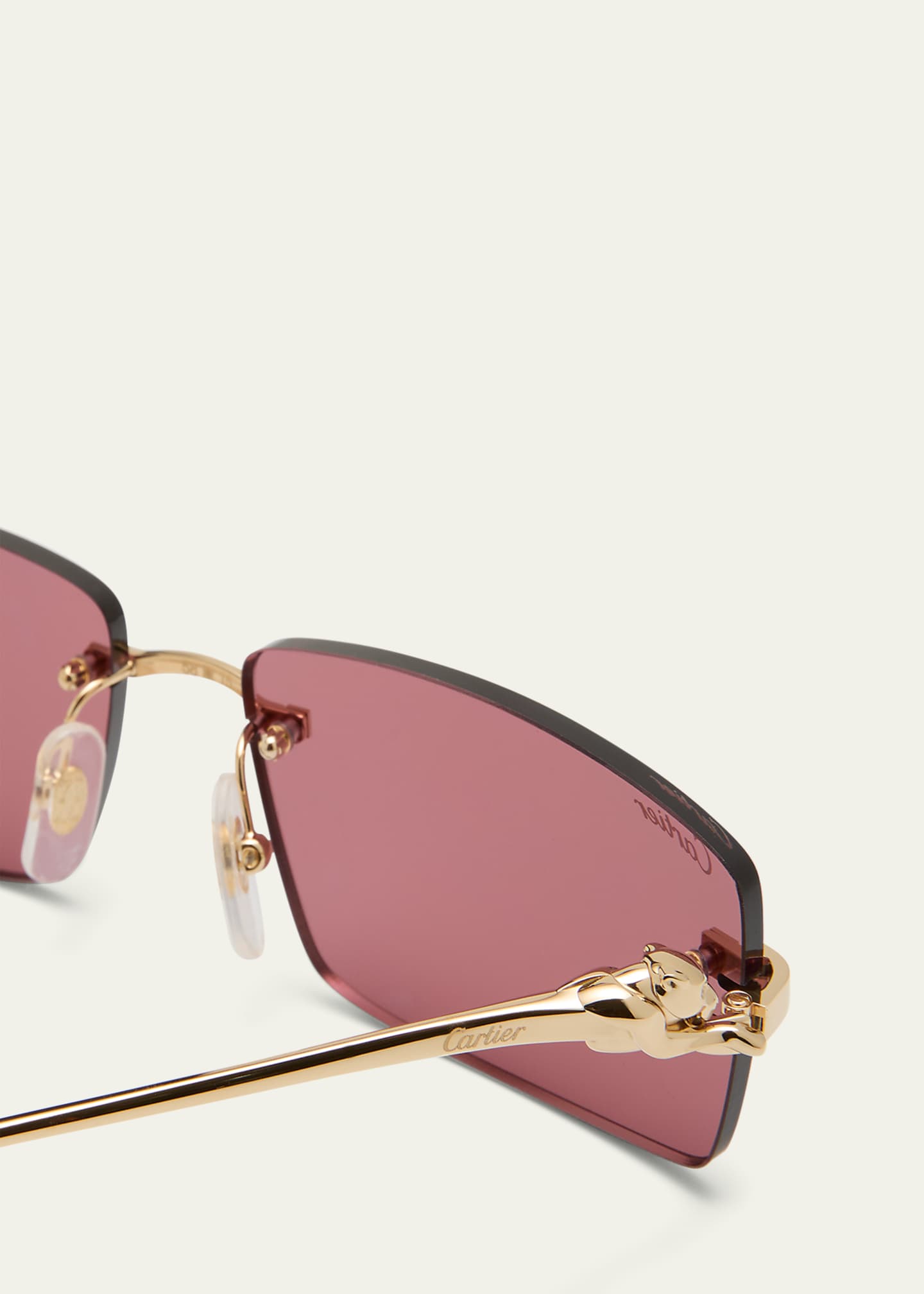 Cartier Men s Rimless Metal Rectangle Sunglasses
