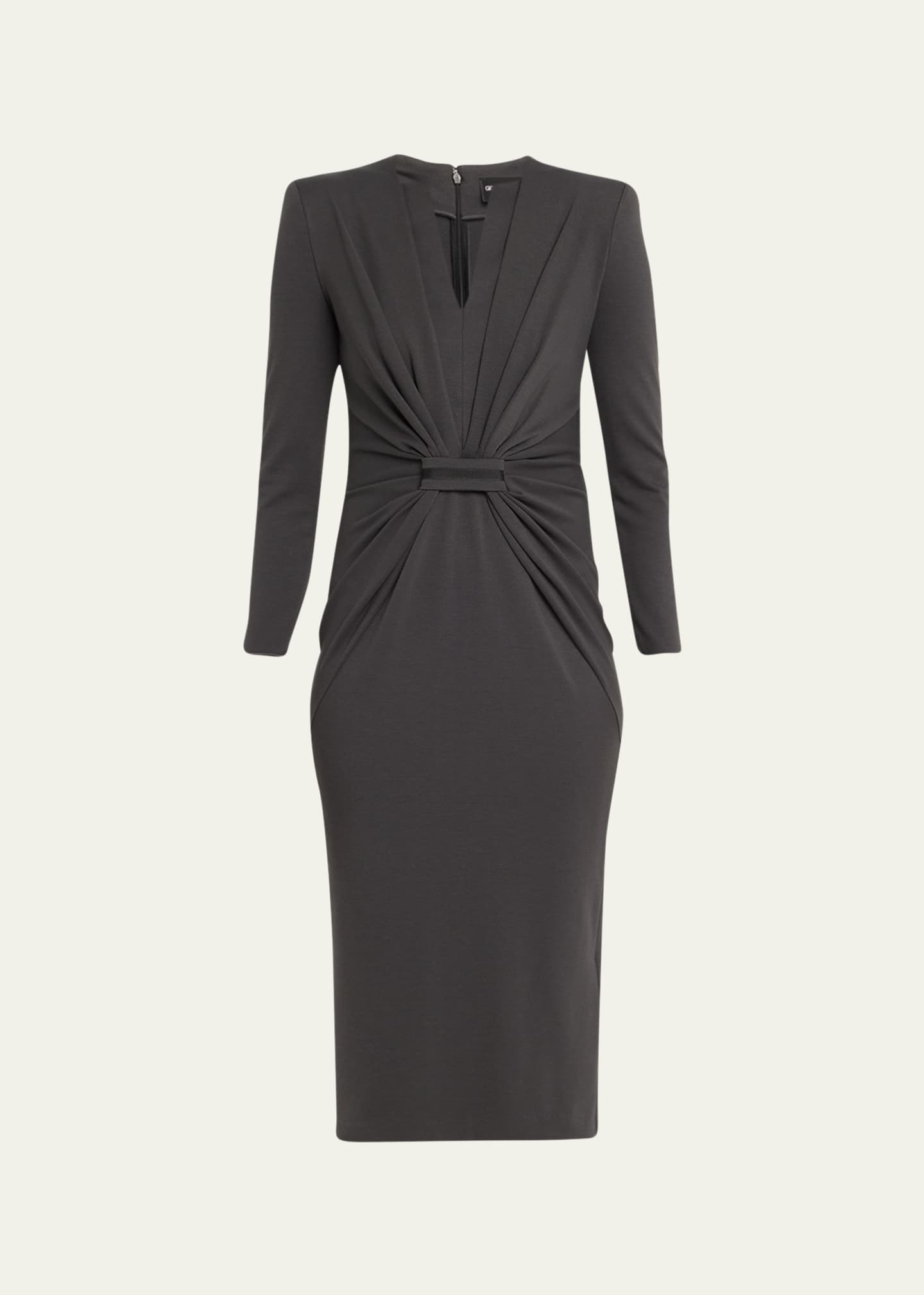 Giorgio Armani Tab-Front Gathered Jersey Sheath Dress Image 1 of 5