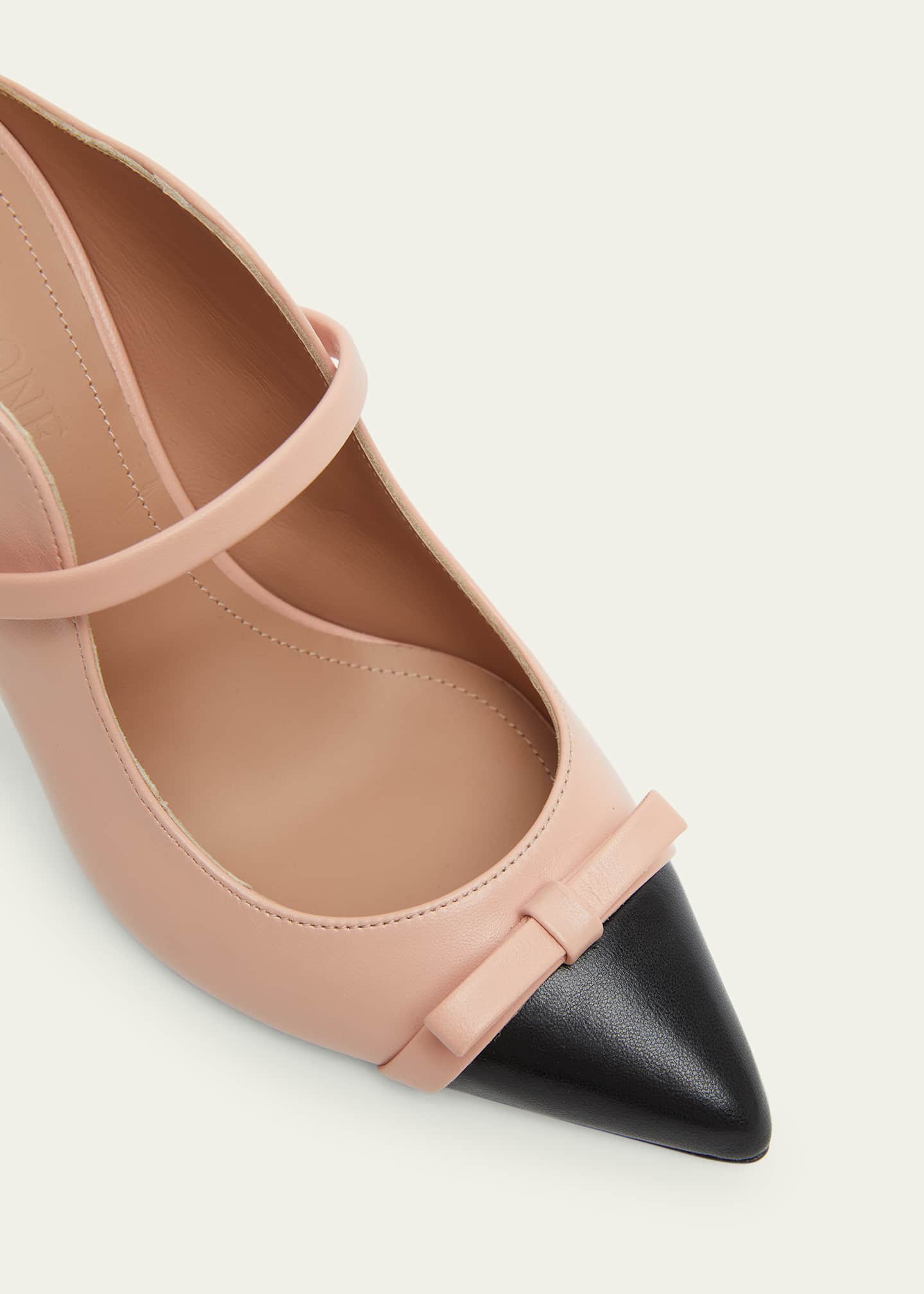Malone Souliers Blanca Bicolor Bow Mule Pumps Image 3 of 3