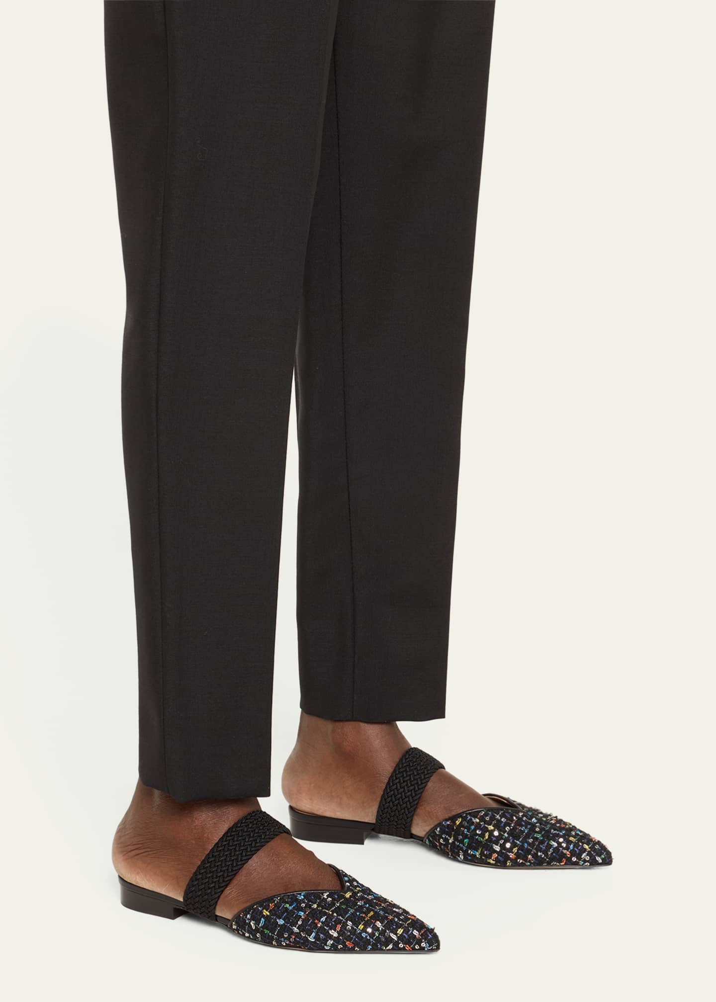 Malone Souliers Maisie Tweed Flat Ballerina Mules Bergdorf Goodman