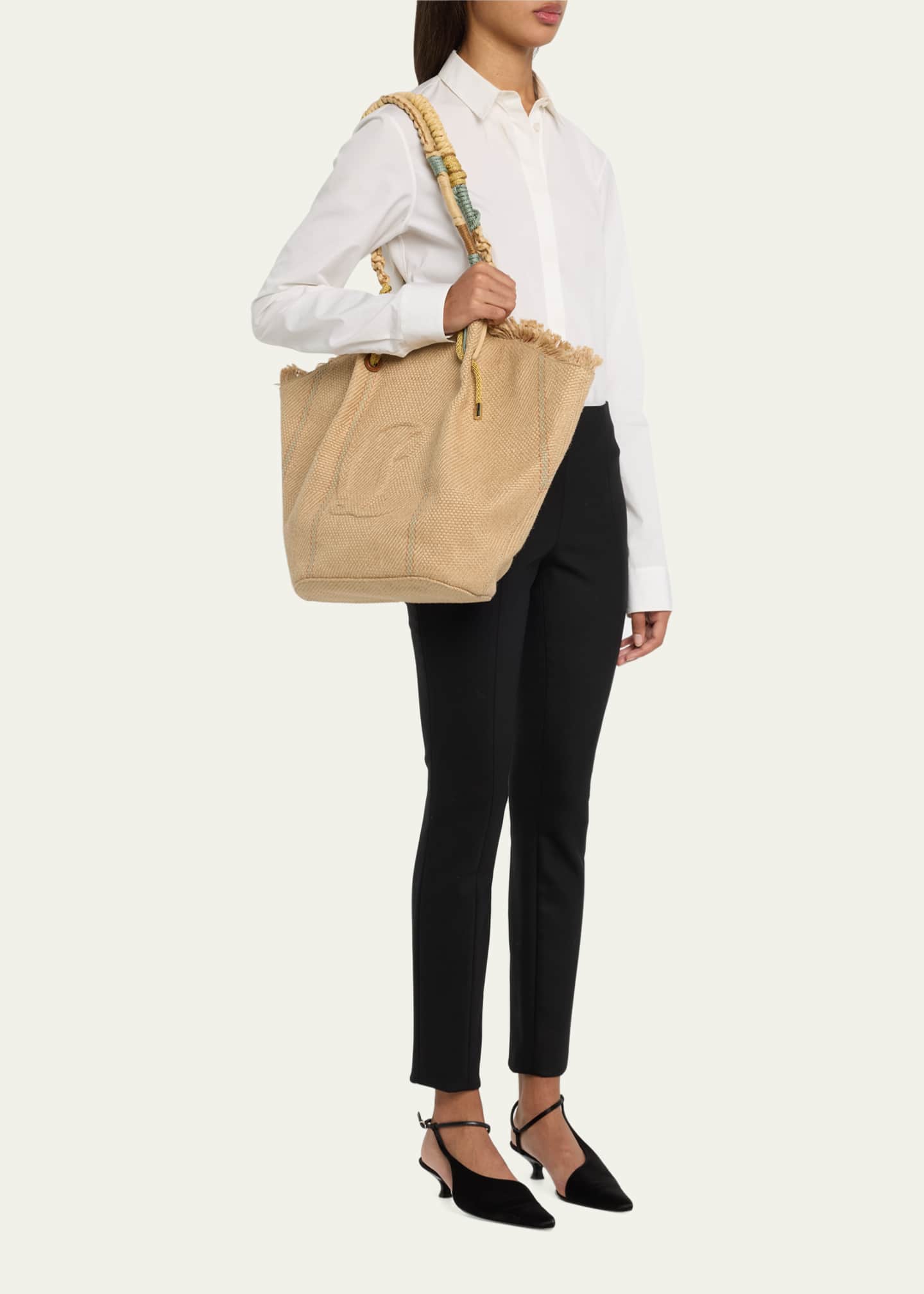 Christian Louboutin By My Side Shopper in Jute with CL Logo Bergdorf Goodman