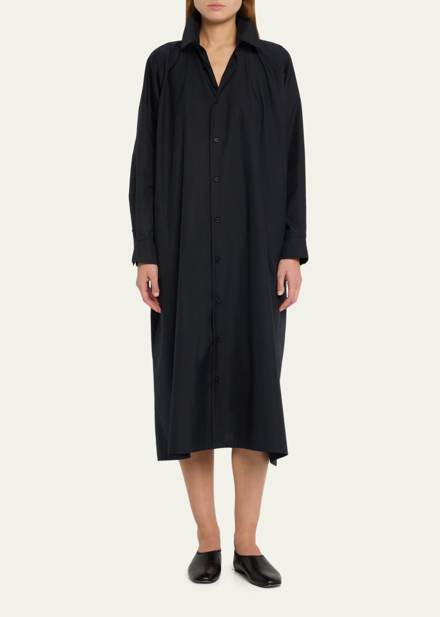 Eskandar Wide A-Line Shirt Dress with Collar - Bergdorf Goodman