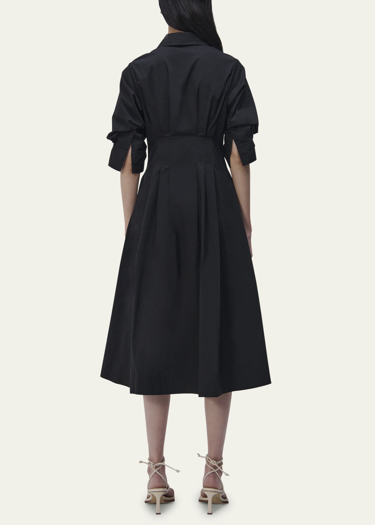 SIMKHAI Jazz Core Cotton Poplin Pintuck Midi Dress Image 3 of 5
