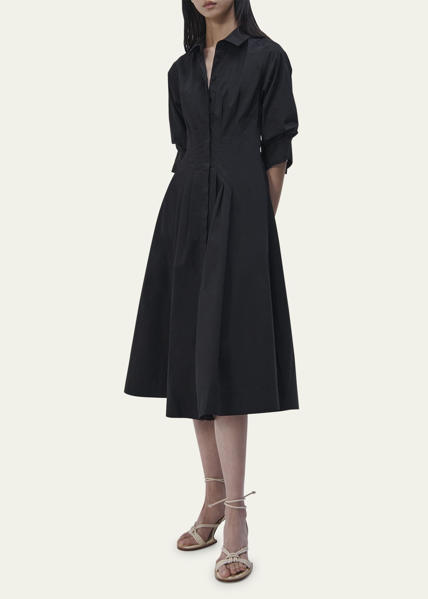SIMKHAI Jazz Core Cotton Poplin Pintuck Midi Dress Image 4 of 5
