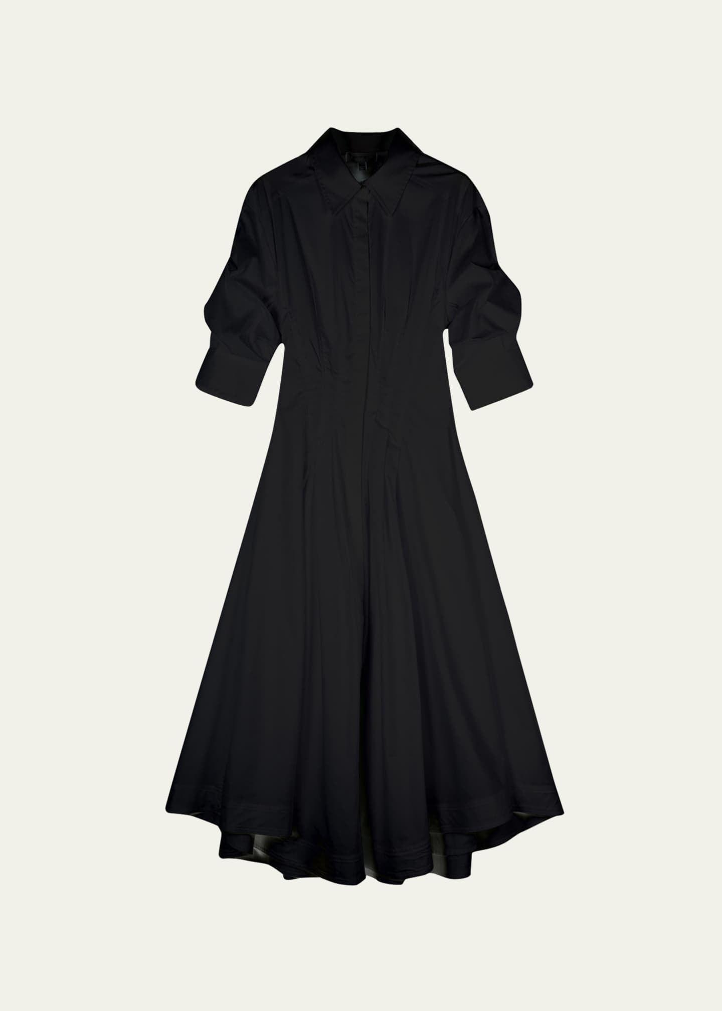 SIMKHAI Jazz Core Cotton Poplin Pintuck Midi Dress Image 1 of 5