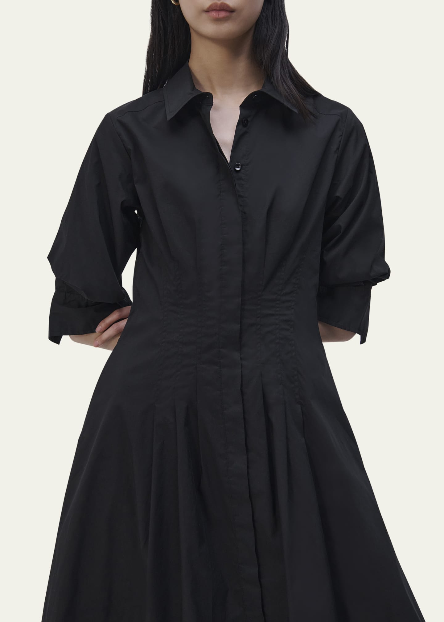 SIMKHAI Jazz Core Cotton Poplin Pintuck Midi Dress Image 5 of 5