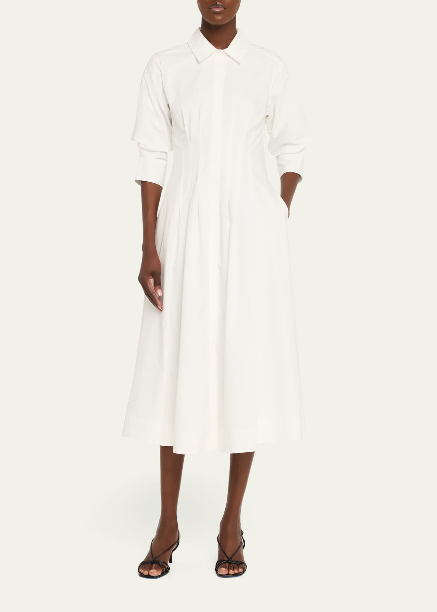 SIMKHAI Jazz Poplin Pintuck Midi Shirtdress - Bergdorf Goodman