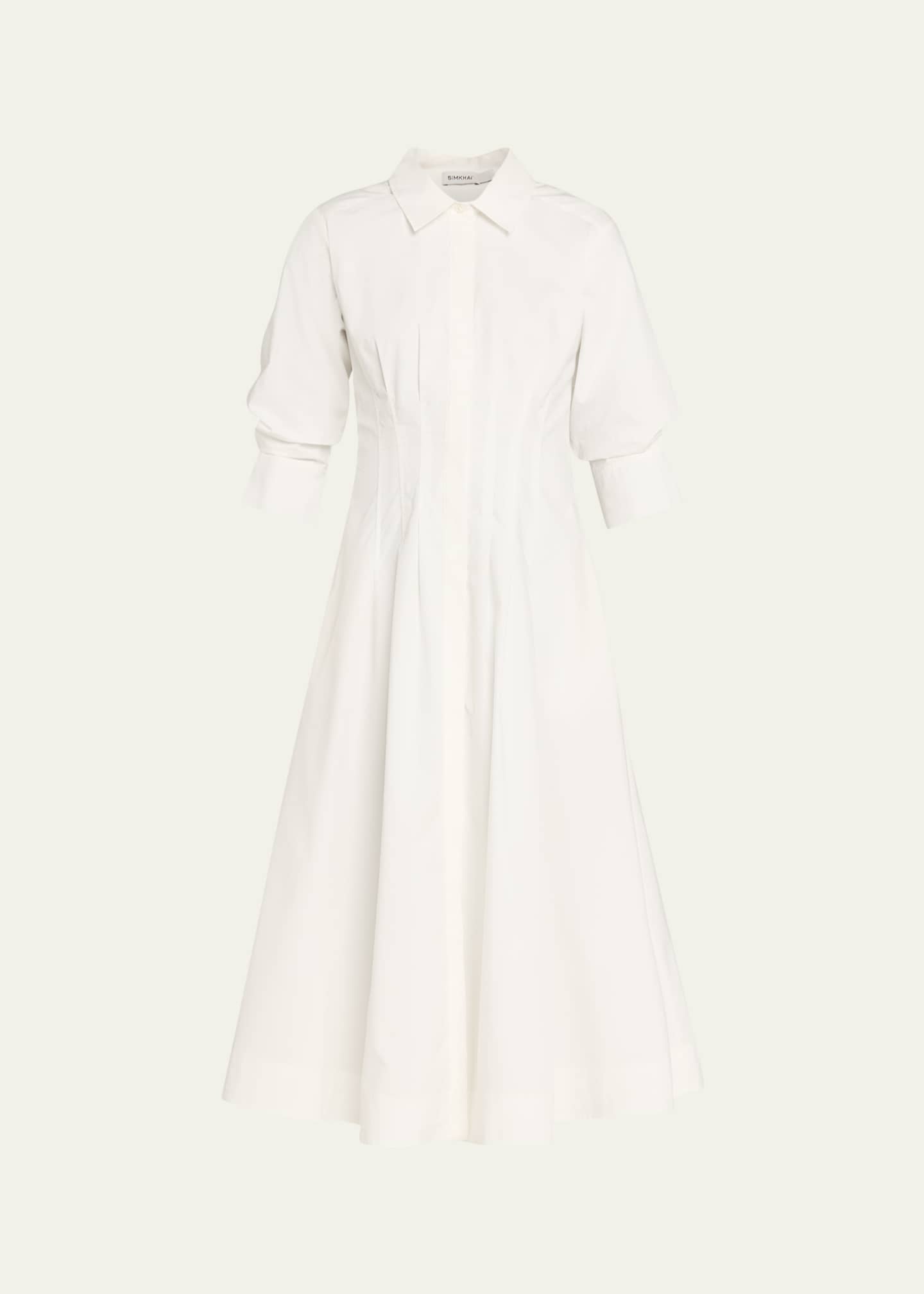 SIMKHAI Jazz Poplin Pintuck Midi Shirtdress - Bergdorf Goodman