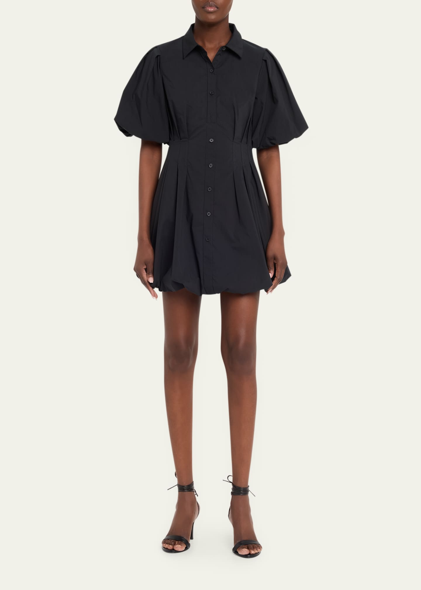 pleated poplin mini dress Effie Bubble pleated cotton-blend poplin mini dress - white