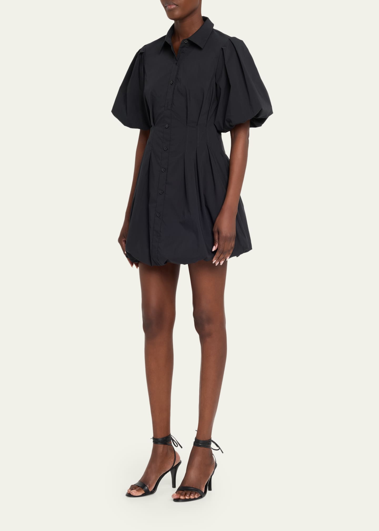 SIMKHAI Cleo Polin Balloon-Sleeve Pleated Mini Dress - Bergdorf