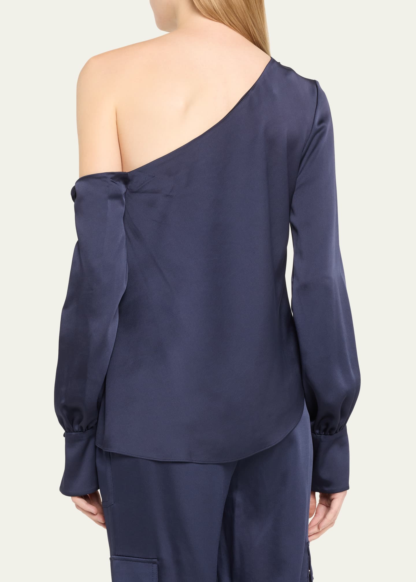 SIMKHAI Alice Draped Satin One-Shoulder Top Image 3 of 5