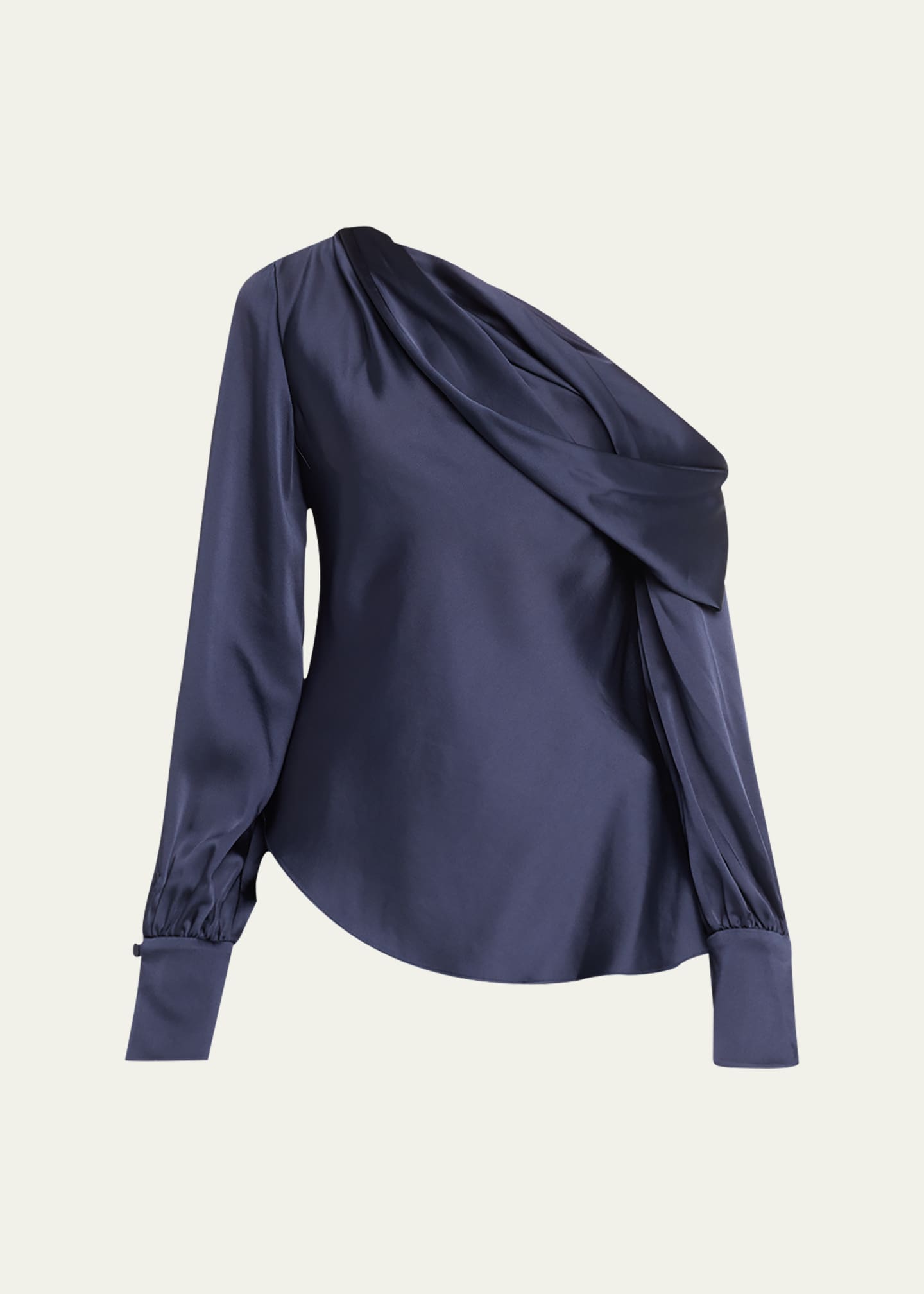 SIMKHAI Alice Draped Satin One-Shoulder Top Image 1 of 5