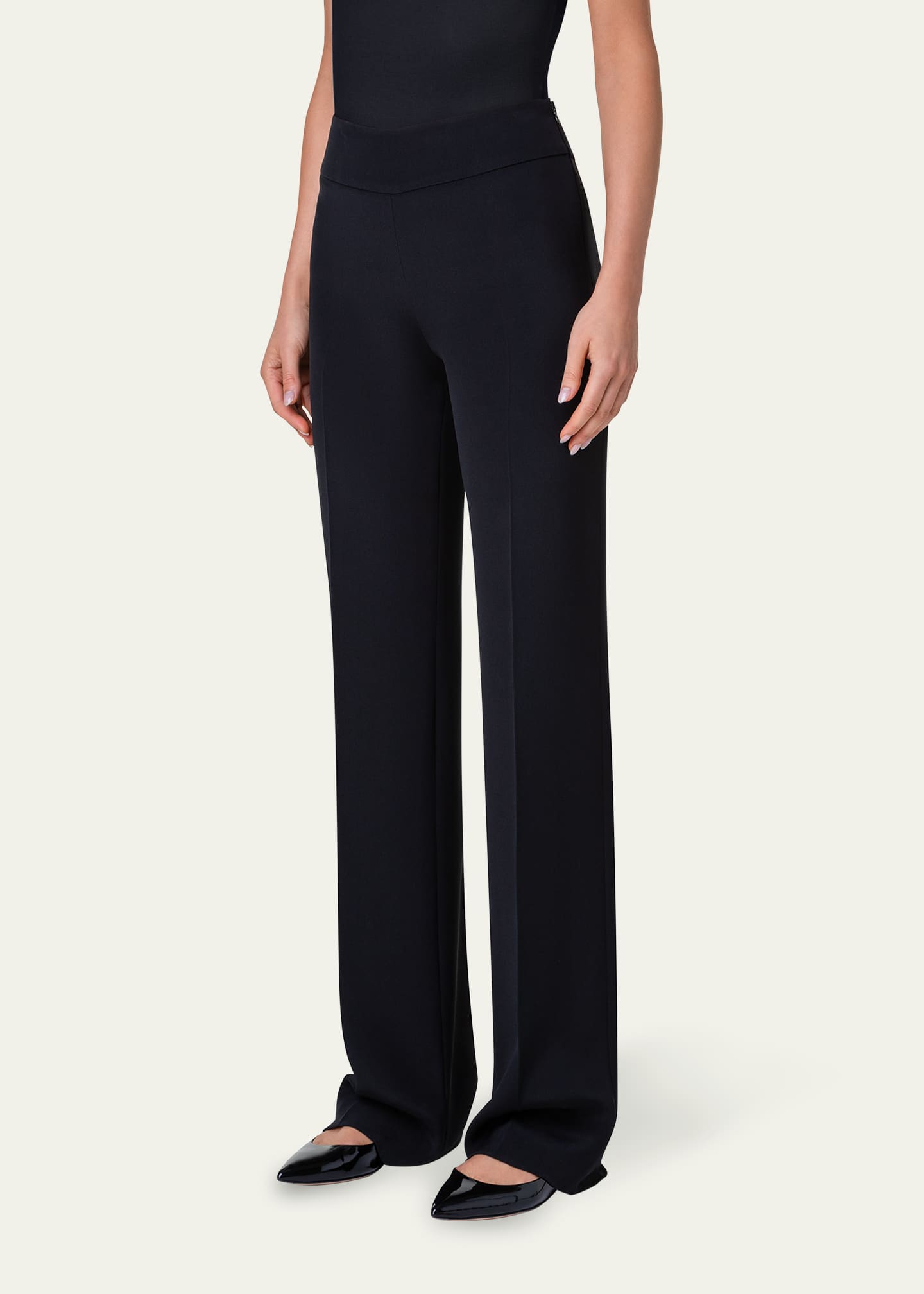 Crepe straight leg pants clearance