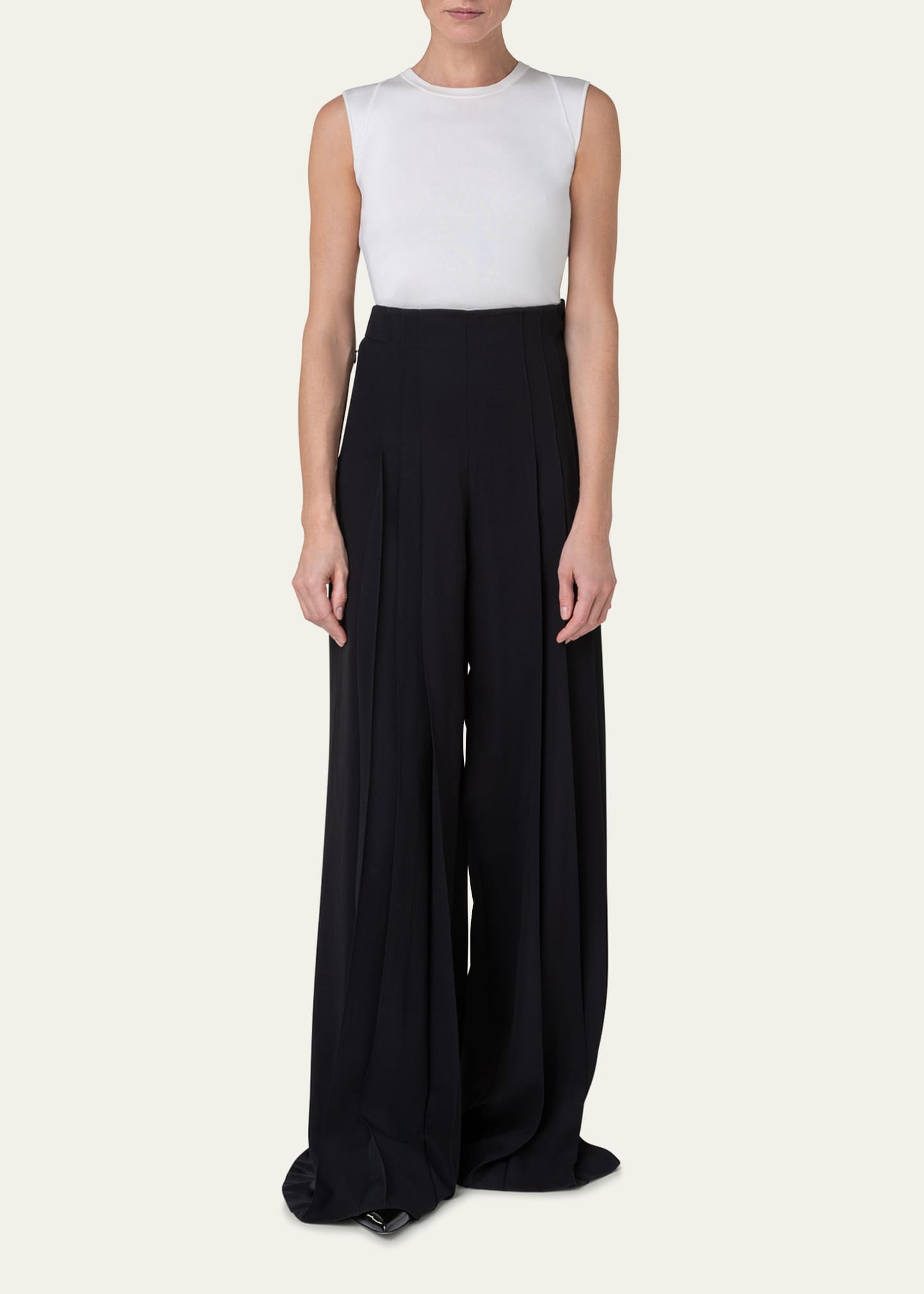 Akris Miyuki Pleated Wide-Leg Trousers Image 2 of 5