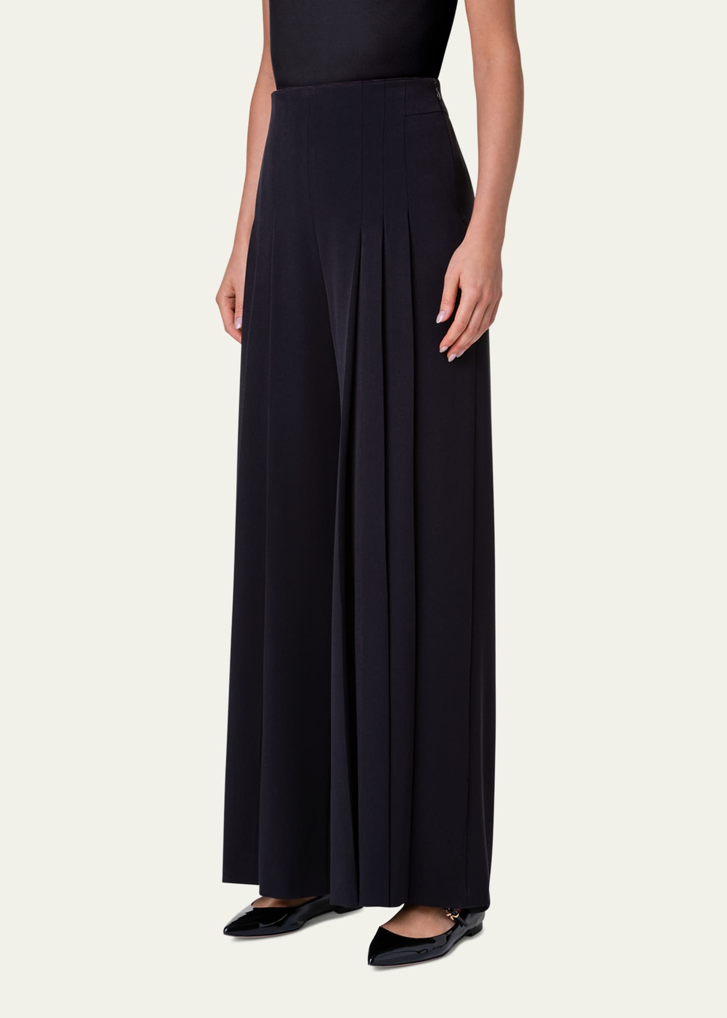 Akris Miyuki Pleated Wide-Leg Trousers Image 4 of 5