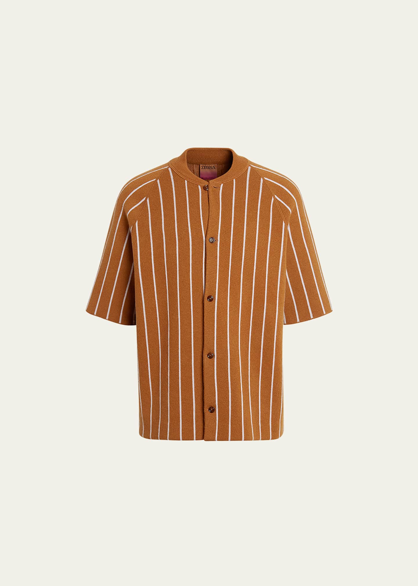 THE ELDER STATESMAN X ZEGNA Men's Pinstripe Cashmere Baseball Shirt Bergdorf Goodman
