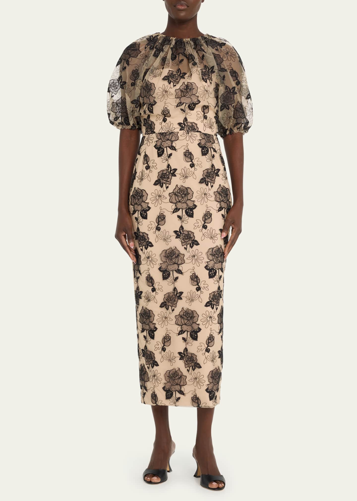 Lela Rose Naomi Sheath Dress with Floral Embroidery - Bergdorf Goodman